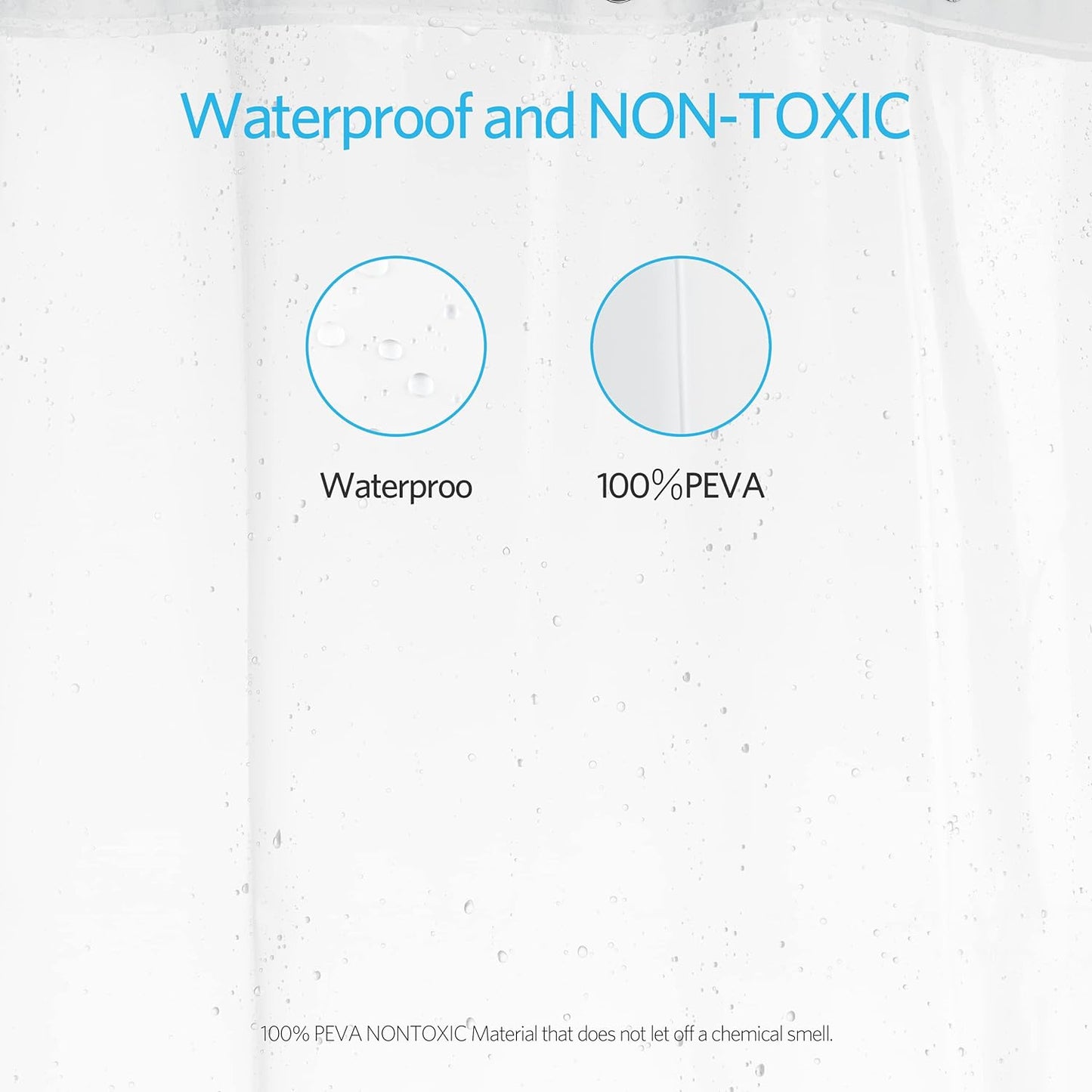 Clear Shower Curtain Liner Light Weight PEVA, Shower Liner 72X72 Inches, Waterproof, No Chemical Smell with 12 Rust Proof Metal Grommets Holes for Bathroom Shower Curtain