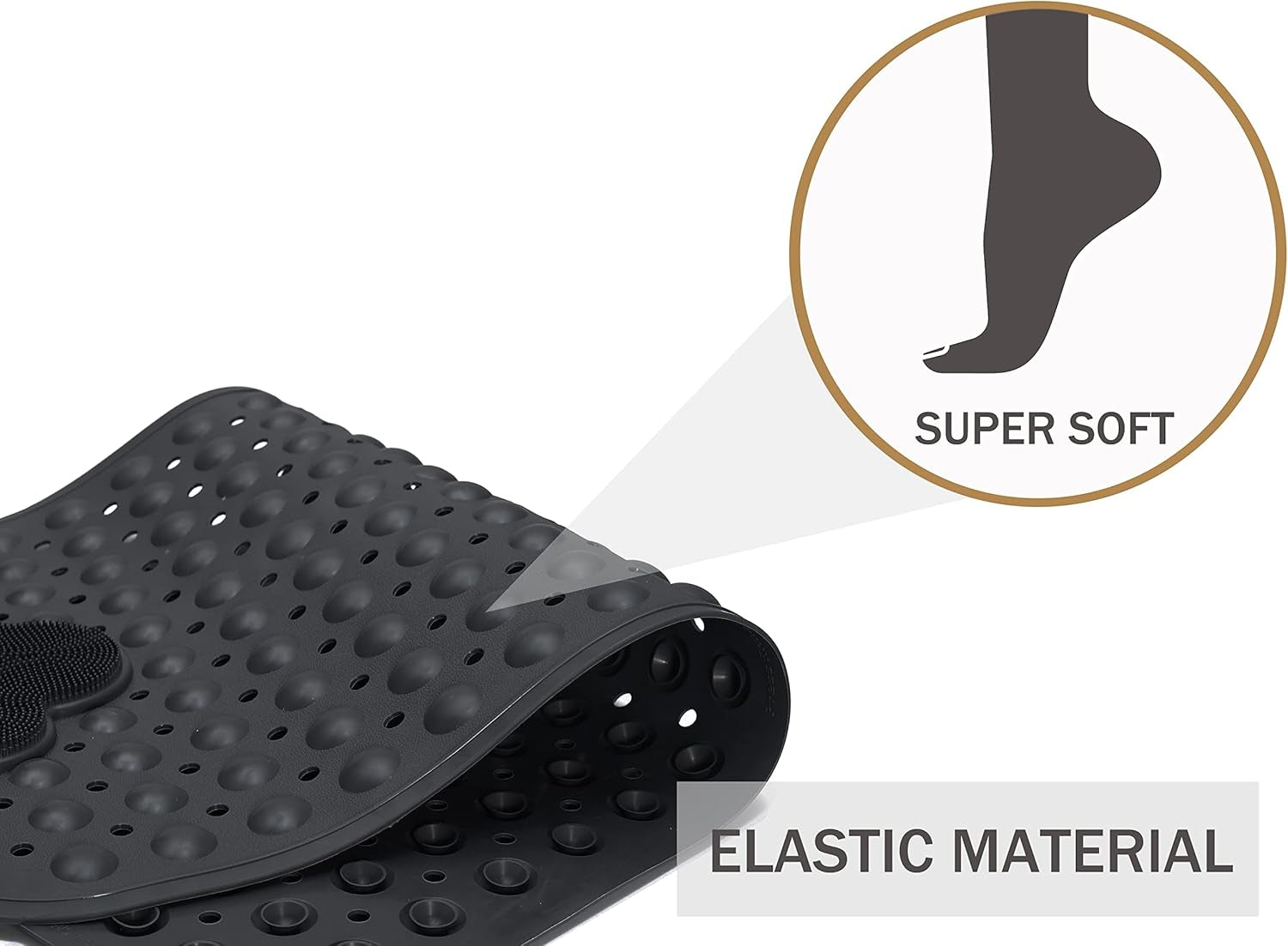 Bath Tub Mat Shower Mat Non Slip Bathtub Mats with Suction Cups Bath Mat for Tub Bathroom Mats 28" X 16" Machine Washable (Black)