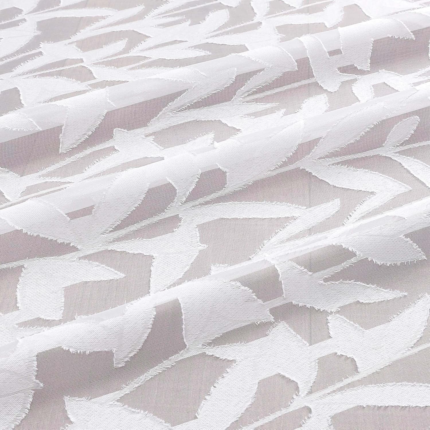 Leyna 2 Panels Sheer White Curtains 63 Inch Length for Bedroom, Soft Lightweight Jacquard Clip Window Curtain for Living Room, Double Rod Pockets Textured Drapes, Each 40Wx63L Inches