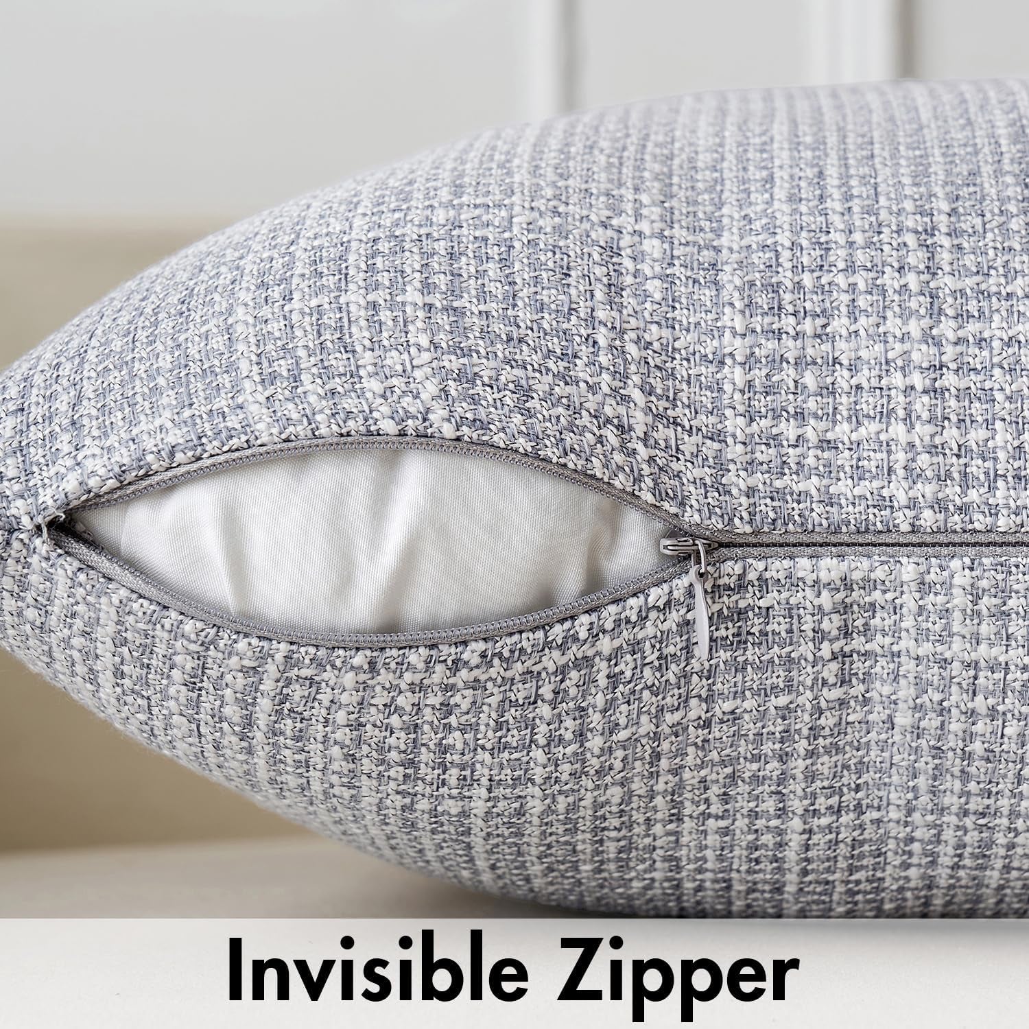Burlap Linen Throw Pillow Covers 18X18 Inch Set of 2 Blue Grey Decorative Pillows Modern Farmhouse Pillowcases Soft Accent Cushion Covers for Outdoor Couch Sofa Bedroom Livingroom Home Decor