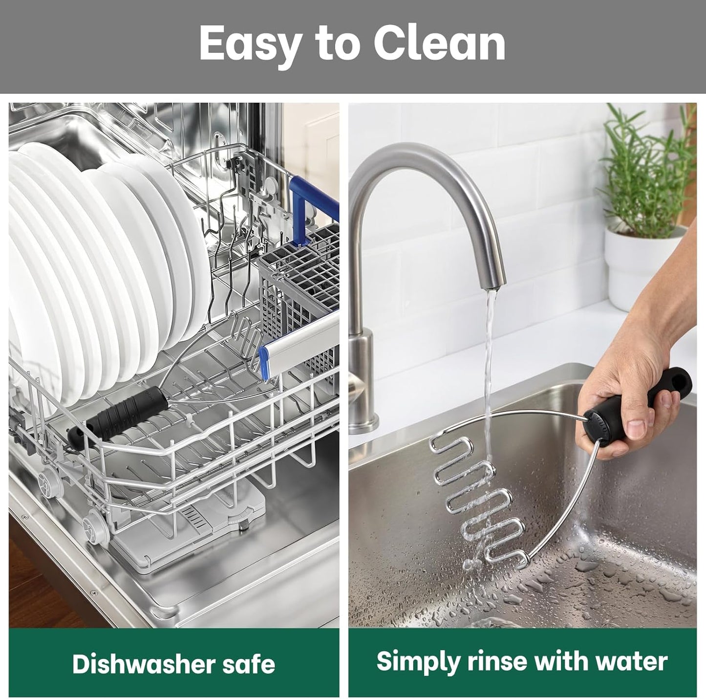 Stainless Steel Wire Potato Masher, Heavy Duty Sturdy Easy Grip Masher Kitchen Tools with Non-Slip Soft Rubber Handle, Effortless Mashing Tool for Potatoes, Avocados, Dishwasher Safe, Rustproof