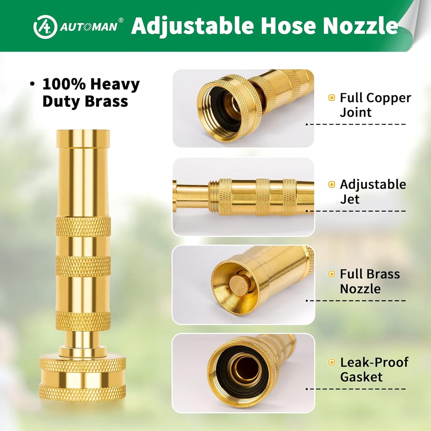 7-Pattern Garden Hose Nozzle & Brass Adjustable High Pressure Nozzles 2 Pack Spray Gun