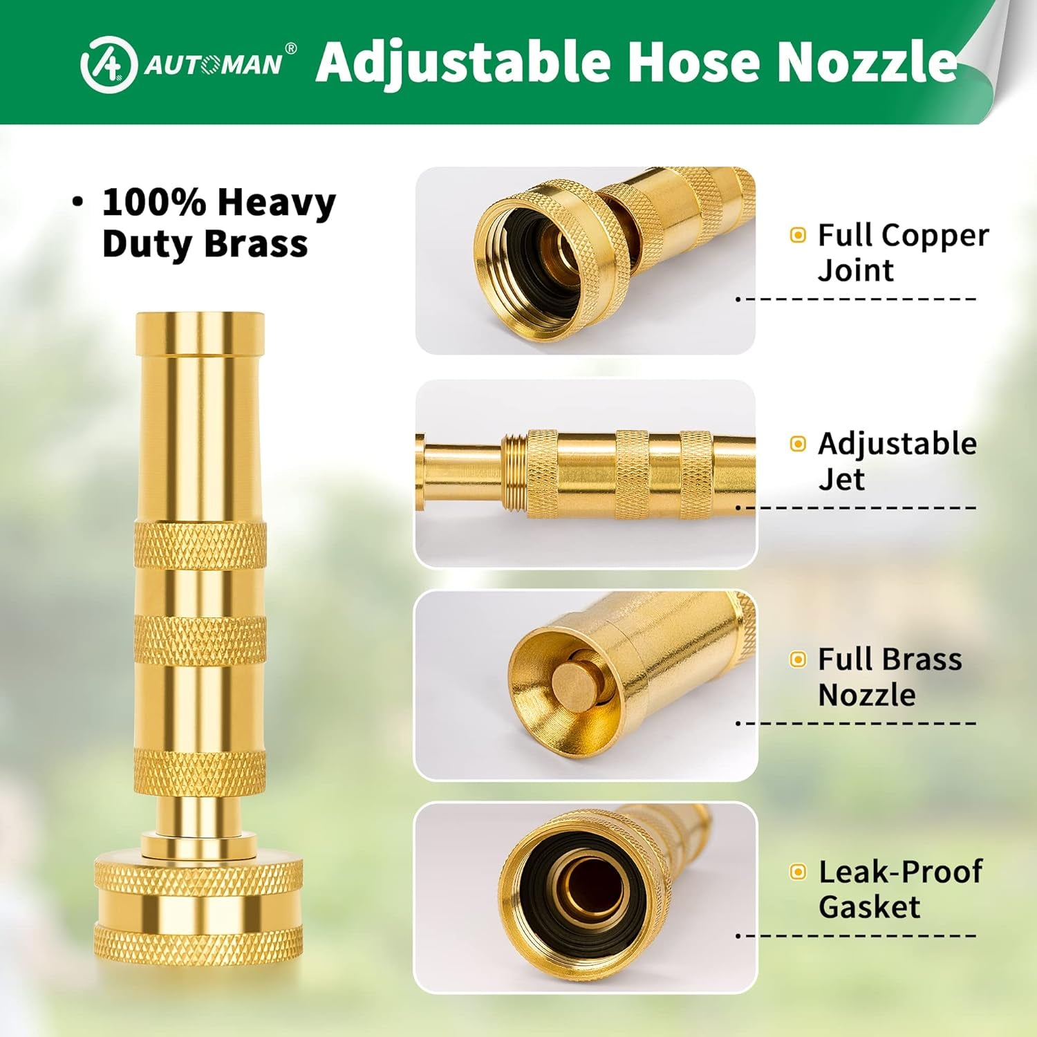7-Pattern Garden Hose Nozzle & Brass Adjustable High Pressure Nozzles 2 Pack Spray Gun
