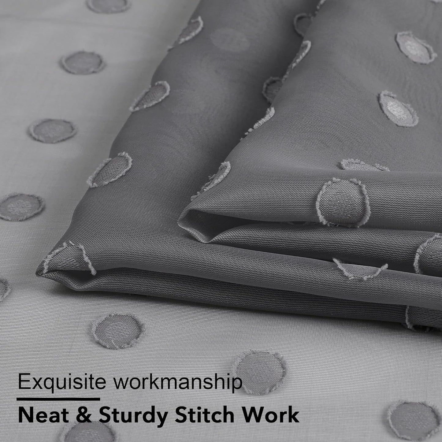 Polka Grey Sheer Curtains 84 Inches Long 2 Panels for Living Room Bedroom, Cute Dots Jacquard Curtains Sheer, Airy & Lightweight Elegant Window Treatments Sheer, 40" Wx84 L Inch