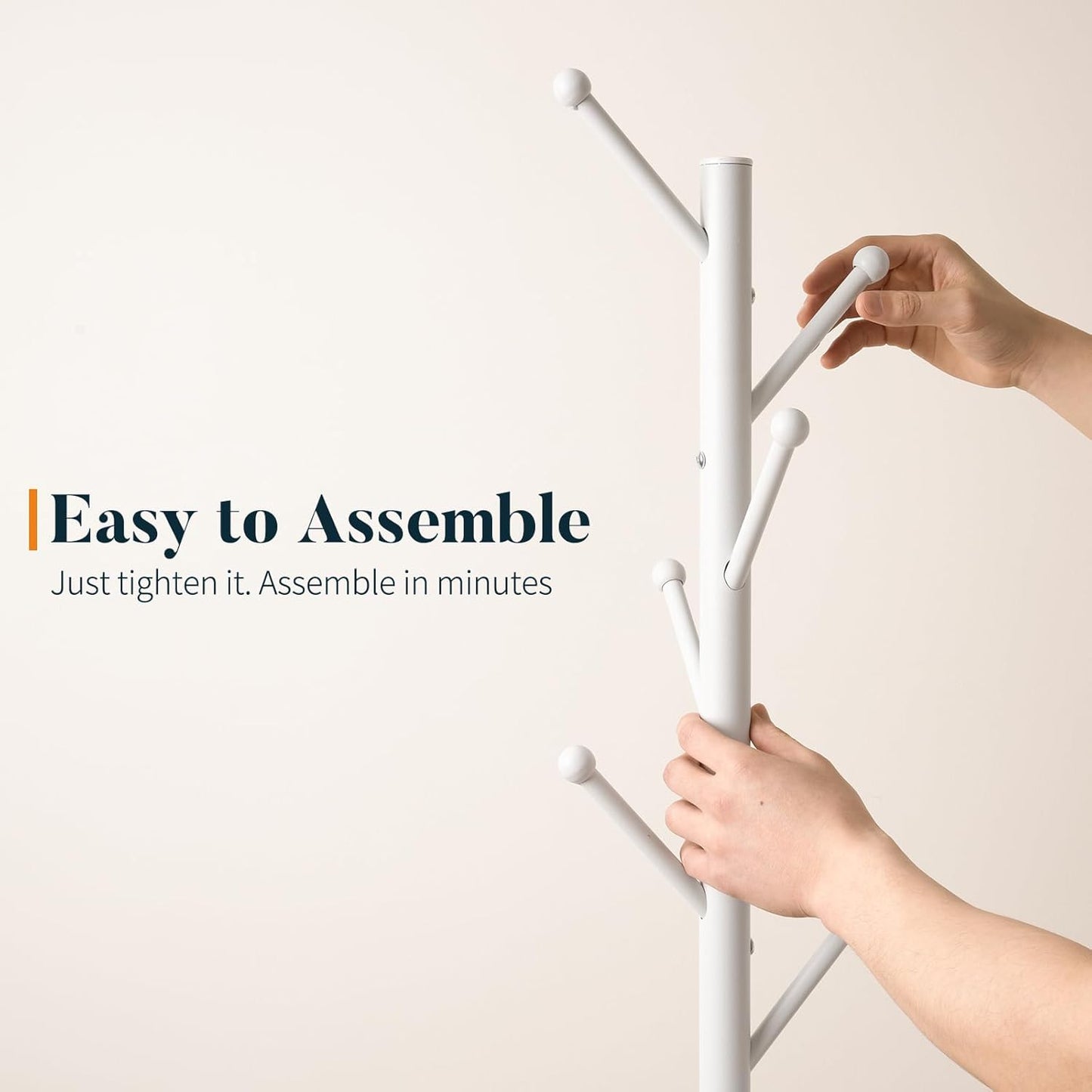 Coat Rack Freestanding with Natural Marble Base, Coat Tree with 8 Hooks Heavy Duty Coat Hanger Stand, Metal Coat Rack Stand for Jacket, Hat, Clothes & Bag, Hall Tree Hat Rack for Entryway