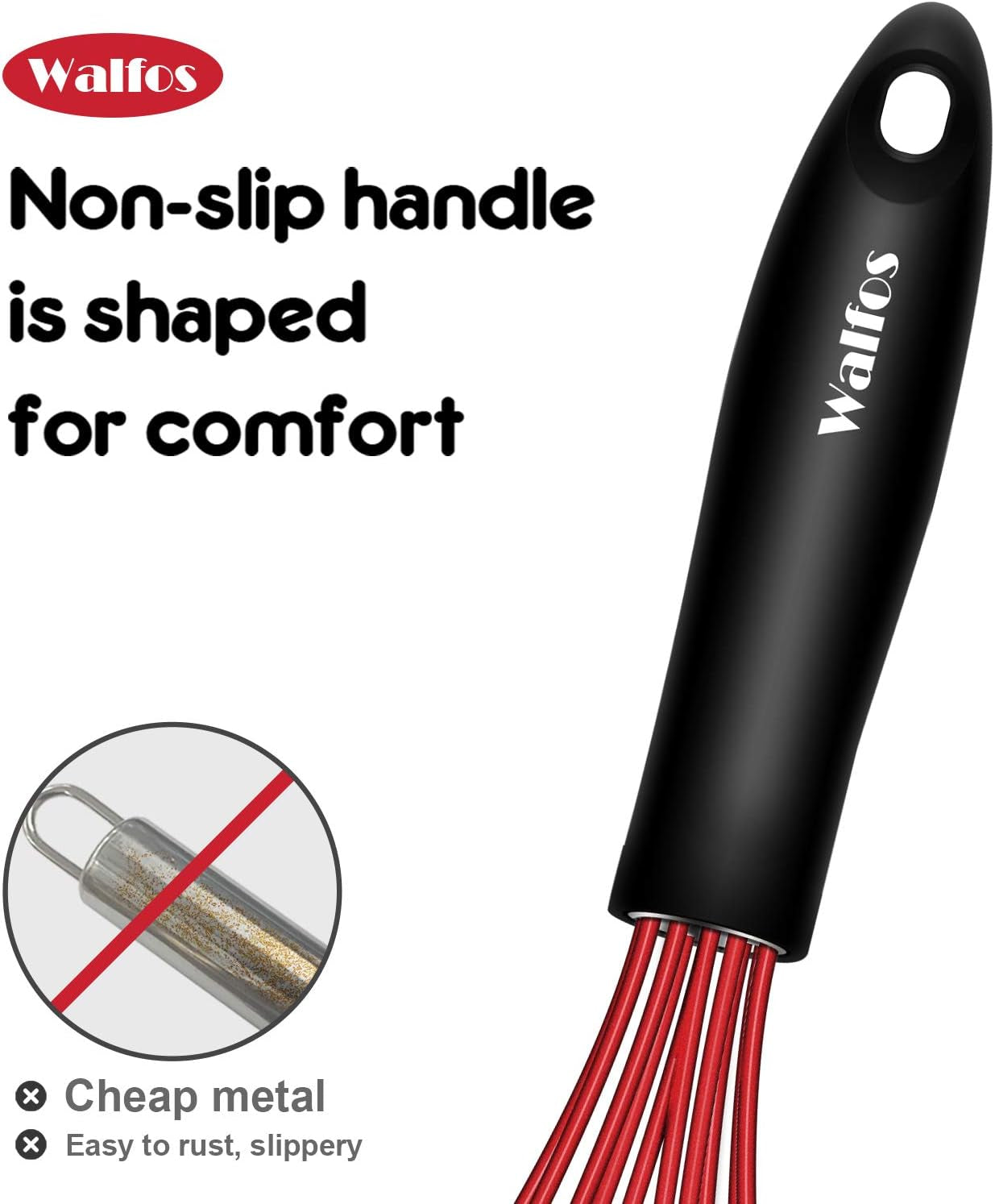 Silicone Whisk,12 Inch Red Whisk,Whisks for Cooking Non-Scratch Coated Kitchen Whisks.Perfect for Blending, Whisking, Beating, Frothing & Stirring.Dishwasher Safe.(1Pcs)