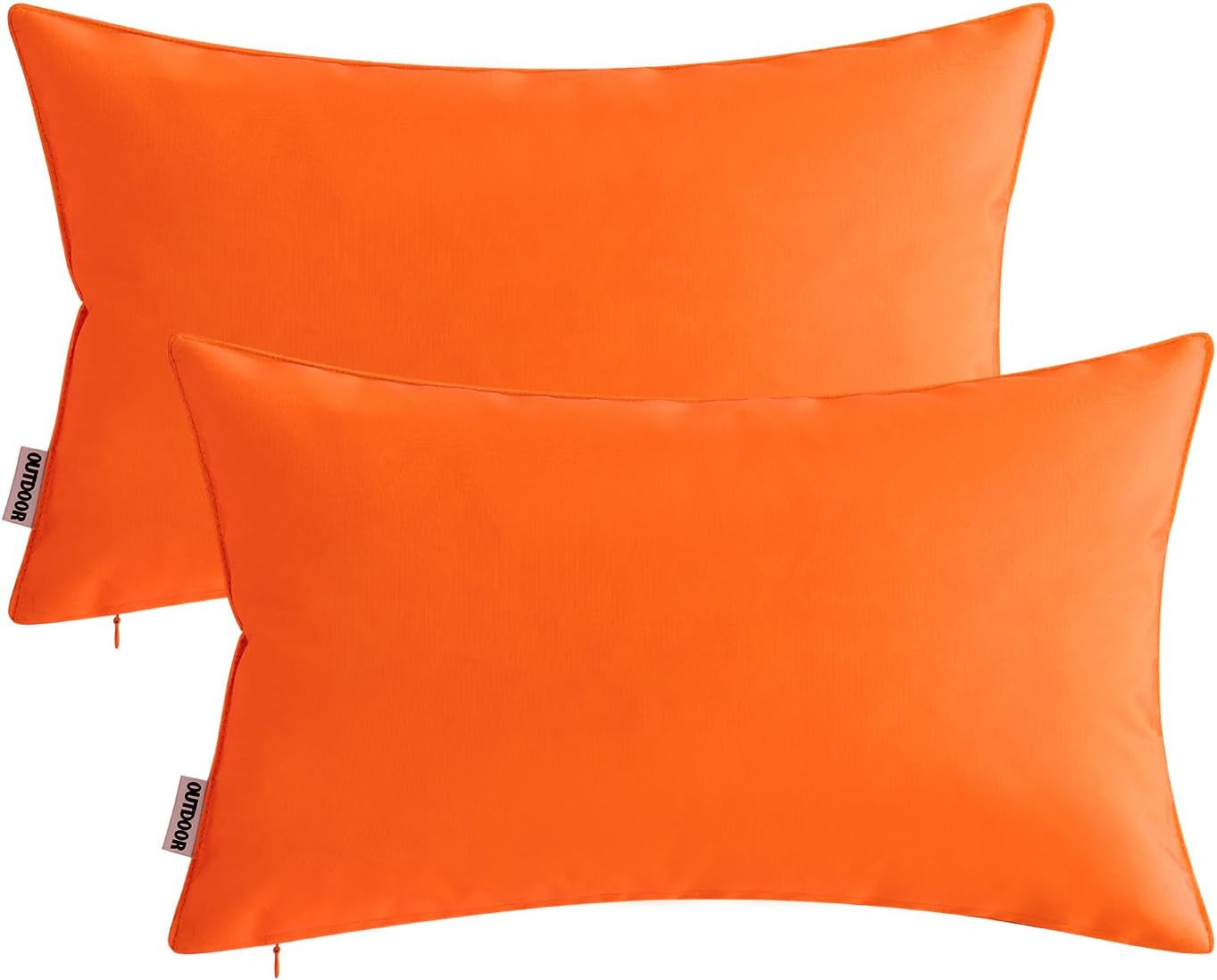 Outdoor Pillow Covers Orange Waterproof Fall Decorative Patio Throw Pillow Covers Fade Resistant for Furniture Tent Couch Sofa Living Room Pack of 2 Spring Summer Pillowcases 12X20 Inch