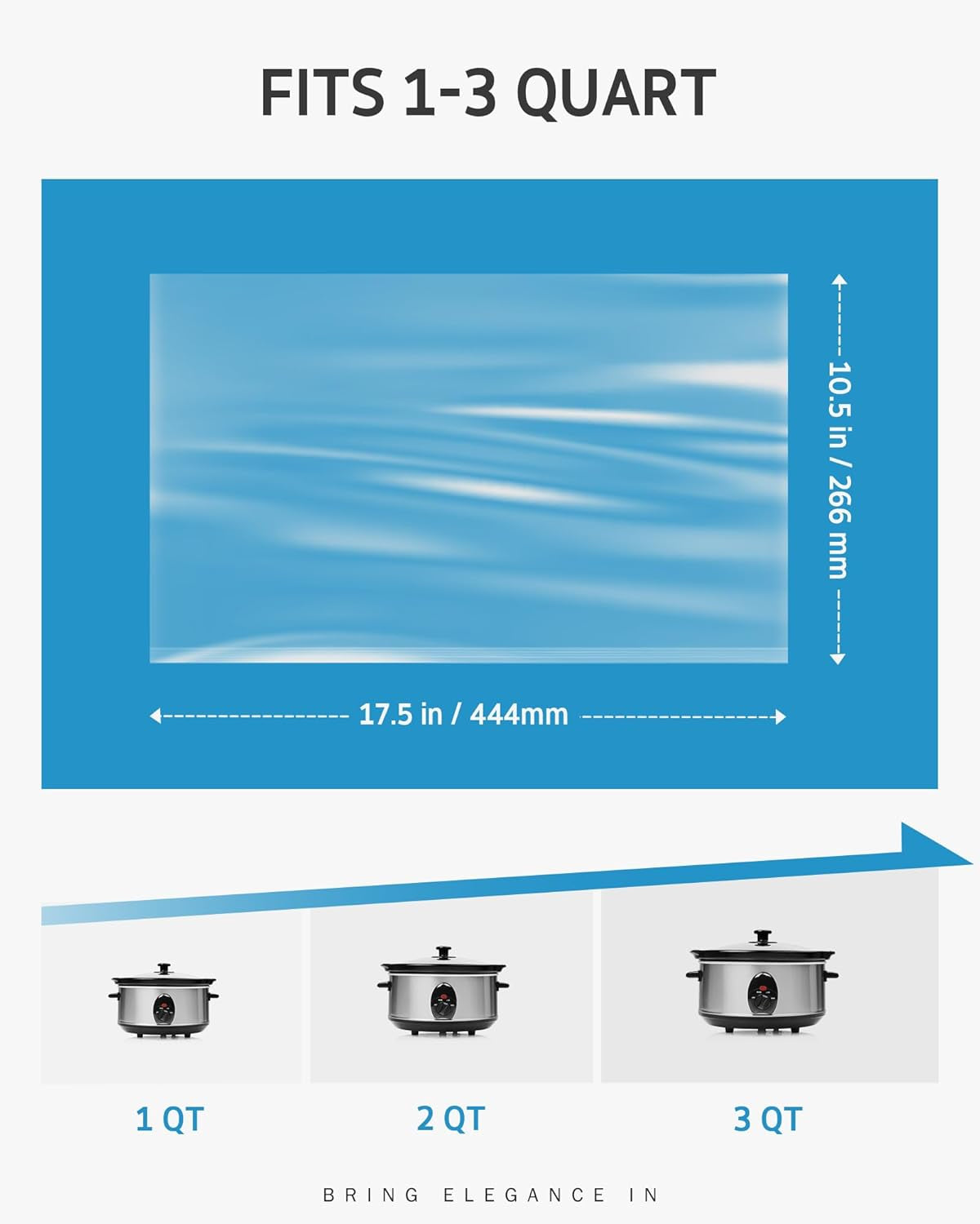 Crock Pot Liners, 20 Count 10.5" X 17.5" Small Size Slow Cooker Liners Fits 1-3 Quart Pots, Disposable Cooking Bags Suitable for Oval & round & Retangular Crock Pot