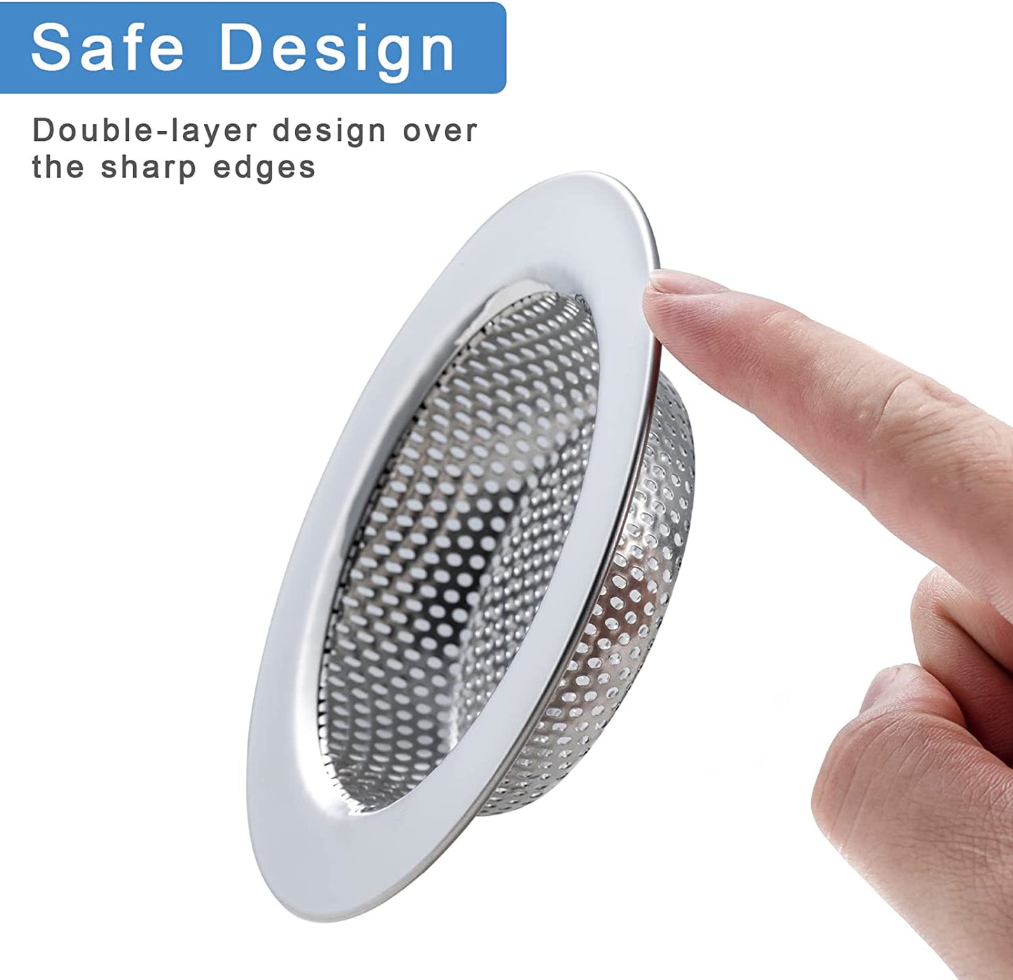 2-Pack Upgraded Double-Layer Kitchen Sink Strainer, Compatible with Most Drain Baskets (Outer Diameter 4.5 Inches)