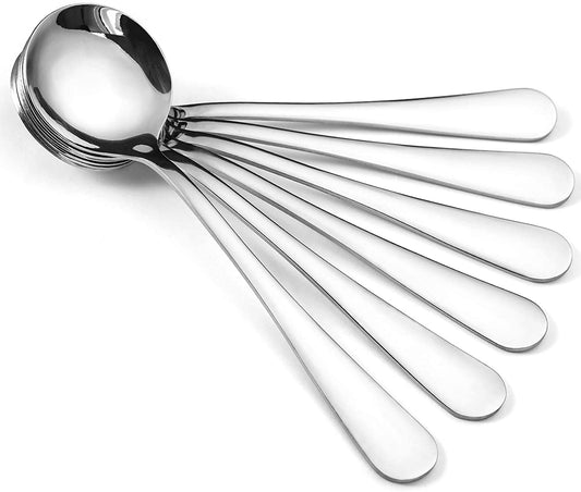 12-Piece Soup Spoons, round Stainless Steel Bouillon Spoons