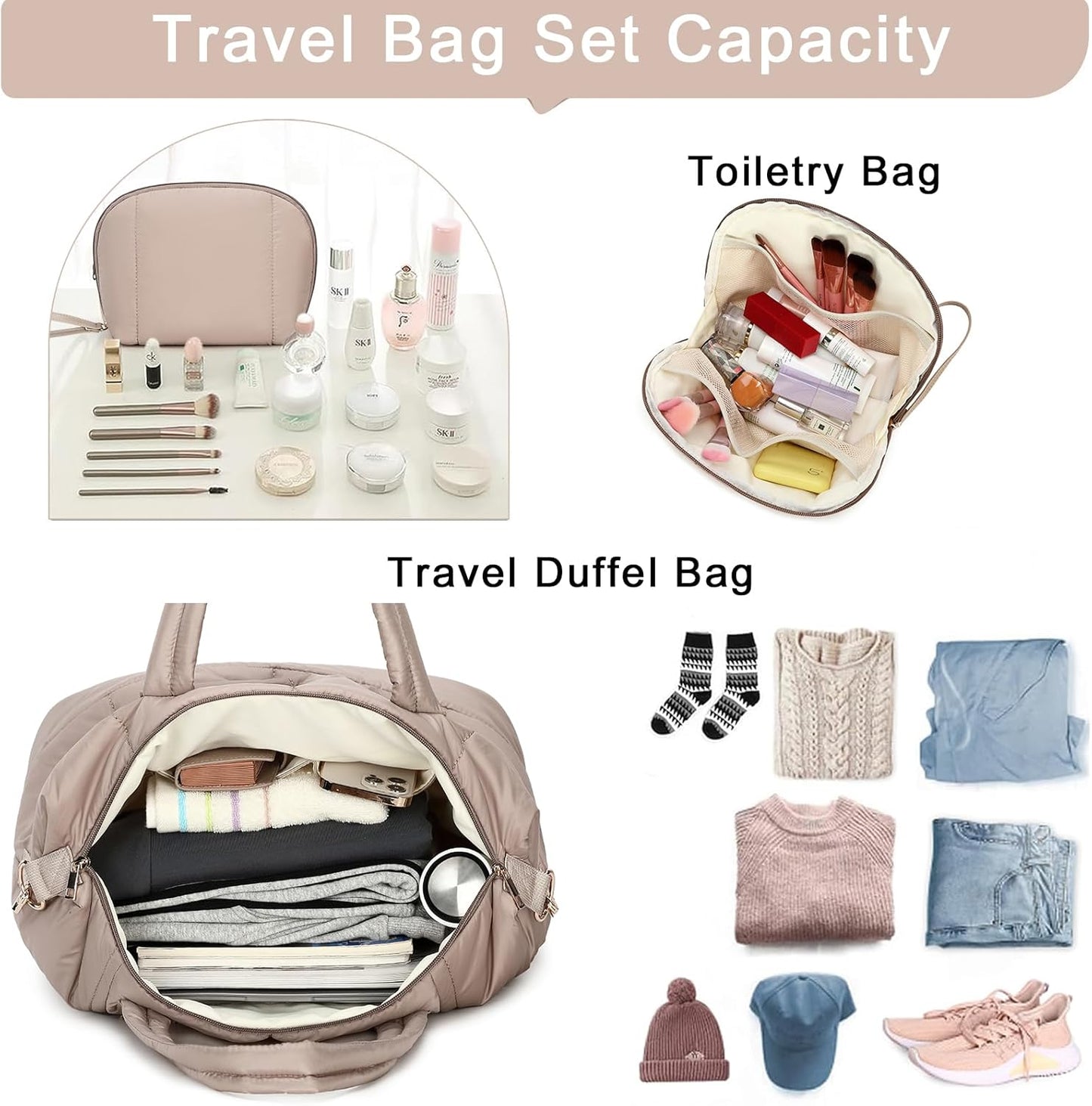 Weekender Bags for Women Puffer Tote Bag with Zipper Carry on Airport Bag Winter Shoulder Bags for Travel Work