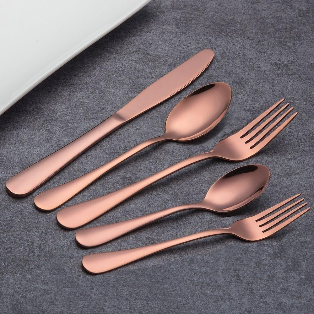 40-Piece Rose Gold Plated Stainless Steel Flatware Set, Service for 8