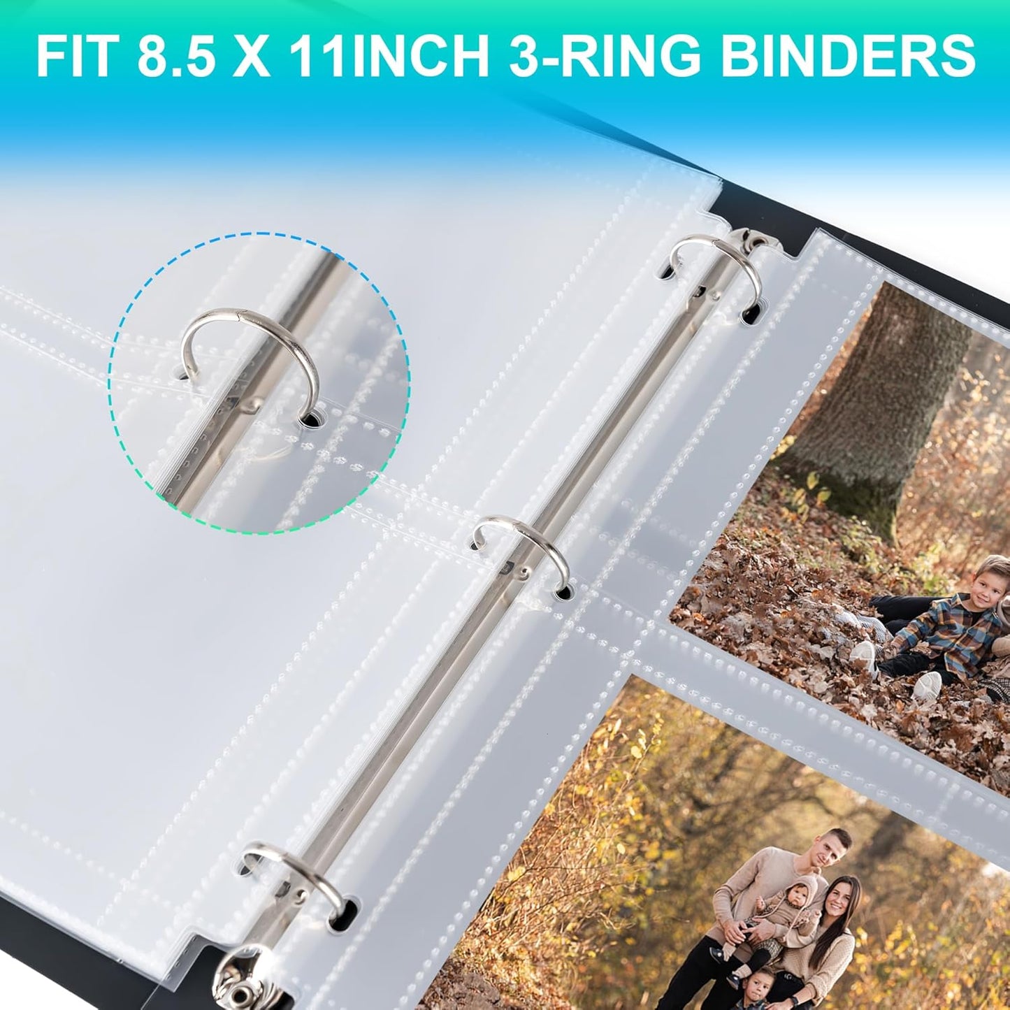 50 Pack 4 X 6 Photo Sleeves for 3 Ring Binder(300 Pictures), Heavy-Duty Archival Photo Page Protectors, Clear Picture Album Refill Pages Holds, Acid-Free