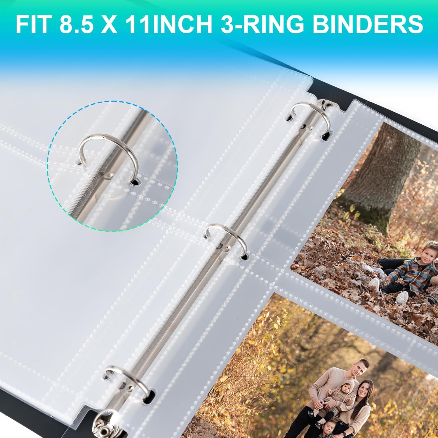 50 Pack 4 X 6 Photo Sleeves for 3 Ring Binder(300 Pictures), Heavy-Duty Archival Photo Page Protectors, Clear Picture Album Refill Pages Holds, Acid-Free