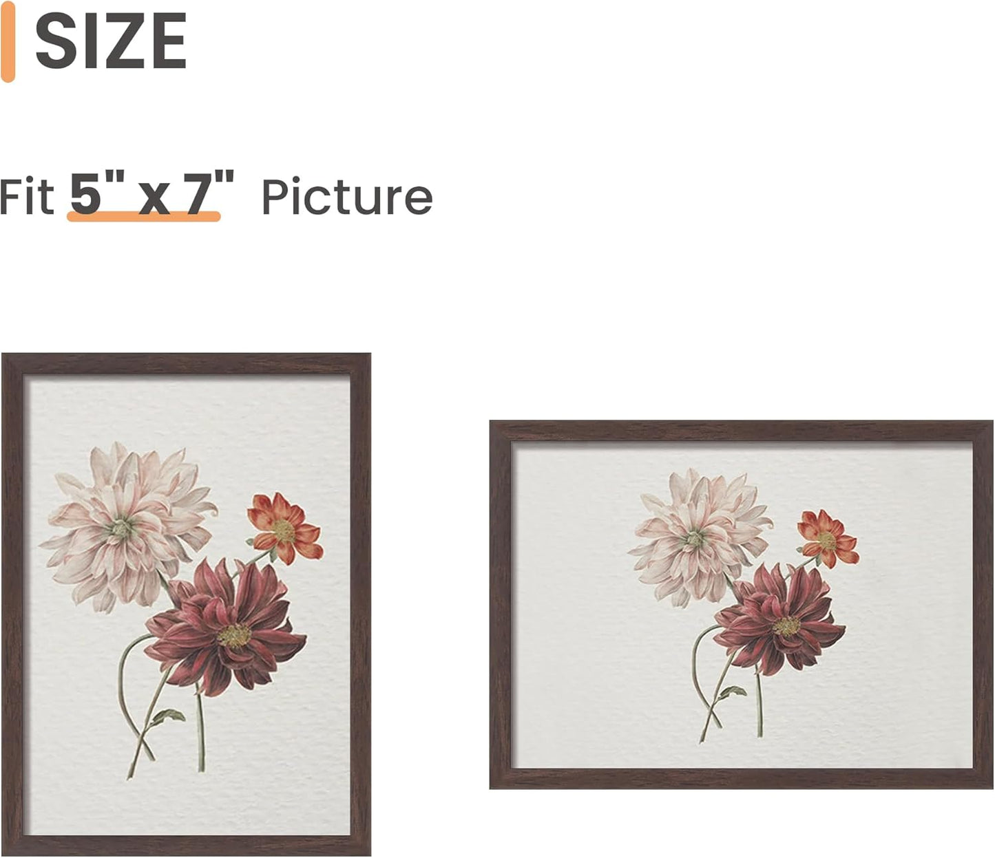 3 Pack 5X7 Picture Frame Bundle with 5X7 Brwon Frames