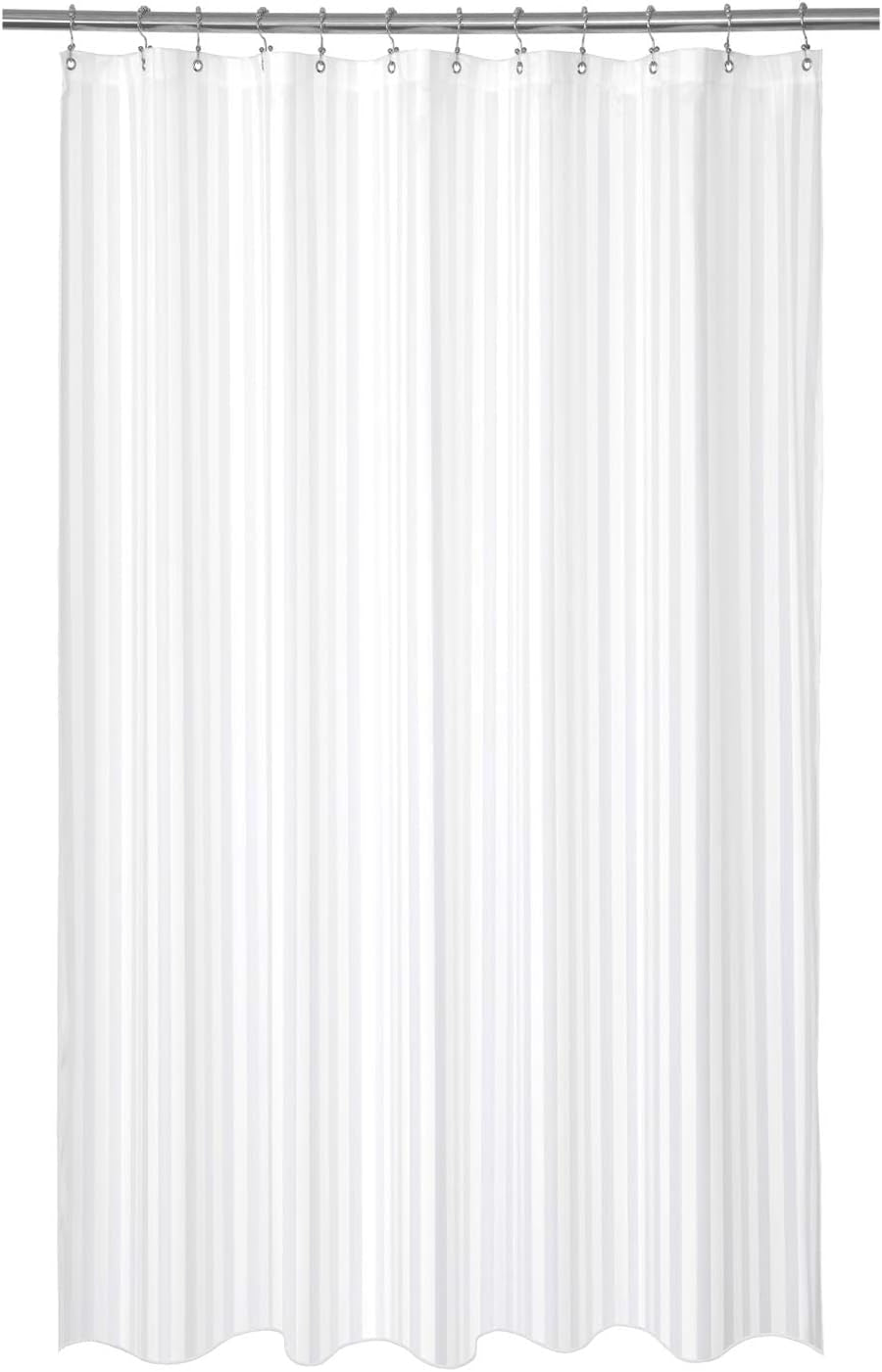 Waterproof Fabric Shower Curtain or Liner Standard Size, Satin Damask Striped, Machine Washable, Hotel Quality, 72X72 Inches