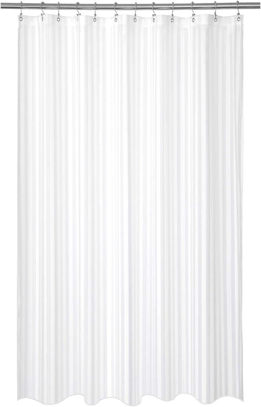 Waterproof Fabric Shower Curtain or Liner Standard Size, Satin Damask Striped, Machine Washable, Hotel Quality, 72X72 Inches