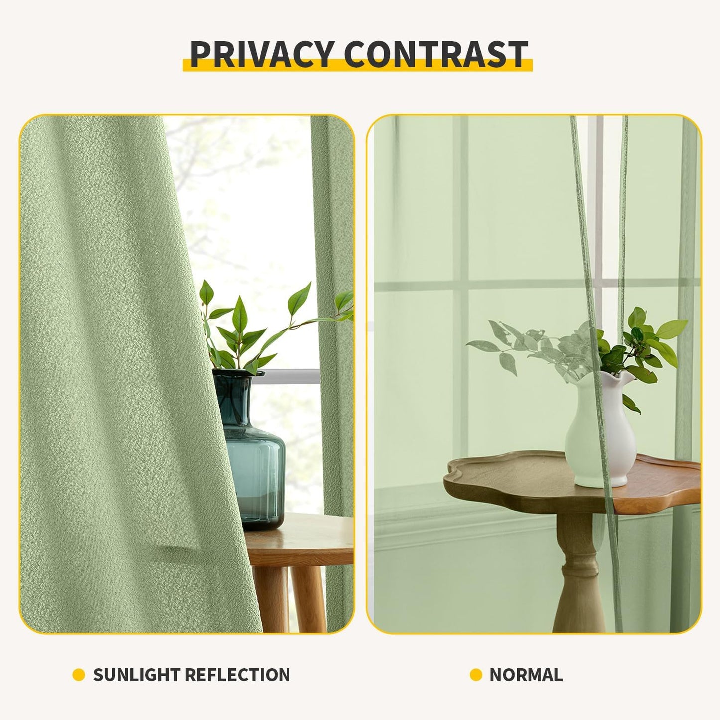 Sage Green Thermal Insulated Curtains 63 Inch Long 2 Panels Set for Summer Heat Blocking Non See through Privacy Thick Semi Sheer Light Filtering Back Tab Window Drapes for Bedroom Living Room