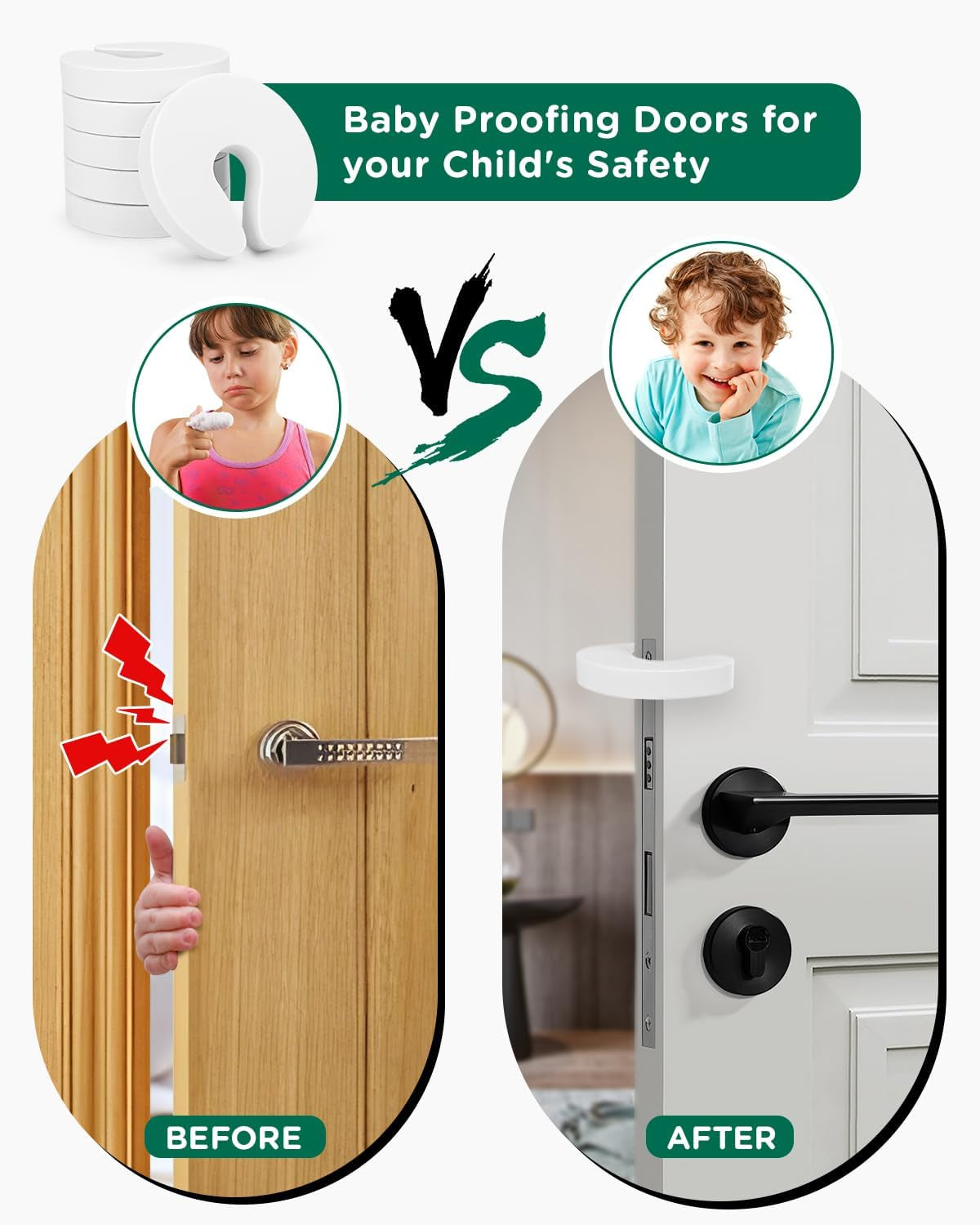 Pack of 6 Door Finger Pinch Guards, Child Proof Door Slam Stopper, Prevents Fingers Injuries, Baby and Pets from Getting Locked in Room,Fits Any Doors Size
