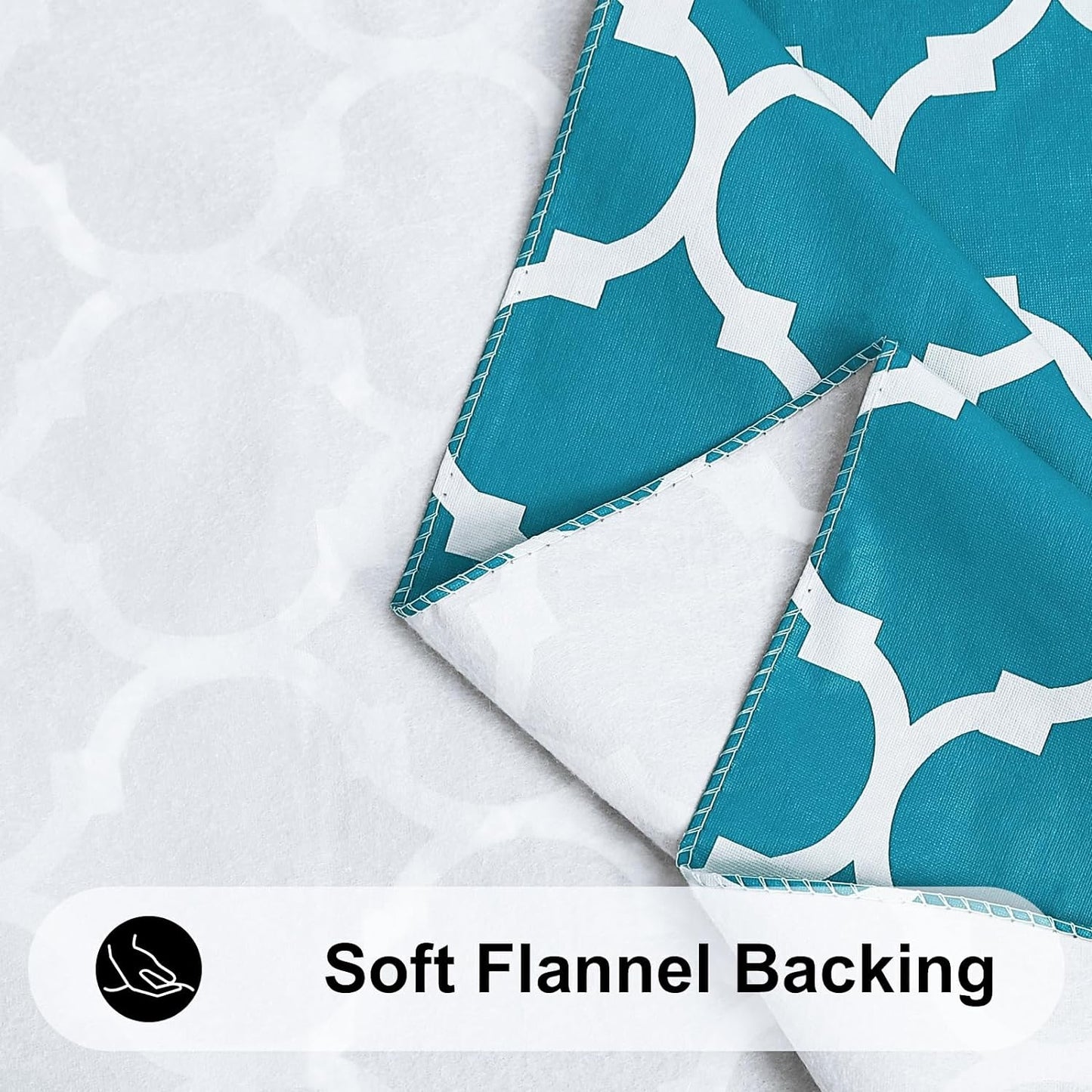 Rectangle Waterproof Vinyl Tablecloth with Flannel Backing, Wipeable and Spillproof for Indoor and Outdoor Use (60" x 84", Teal)
