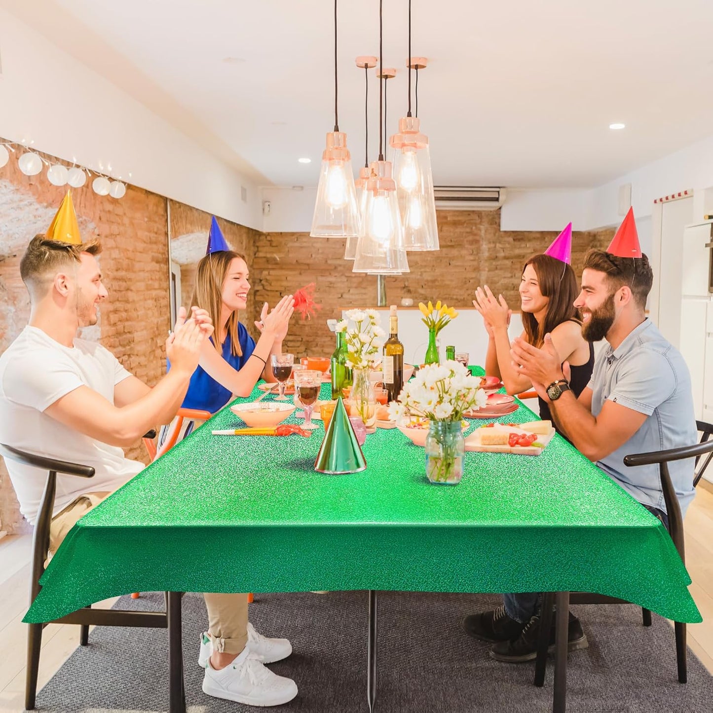 Black and Green Holographic Tablecloth 40" x 108" - Elegant Hot Pink Party Decoration for Valentine's Day, Birthday Celebrations, Halloween, and Baby Showers
