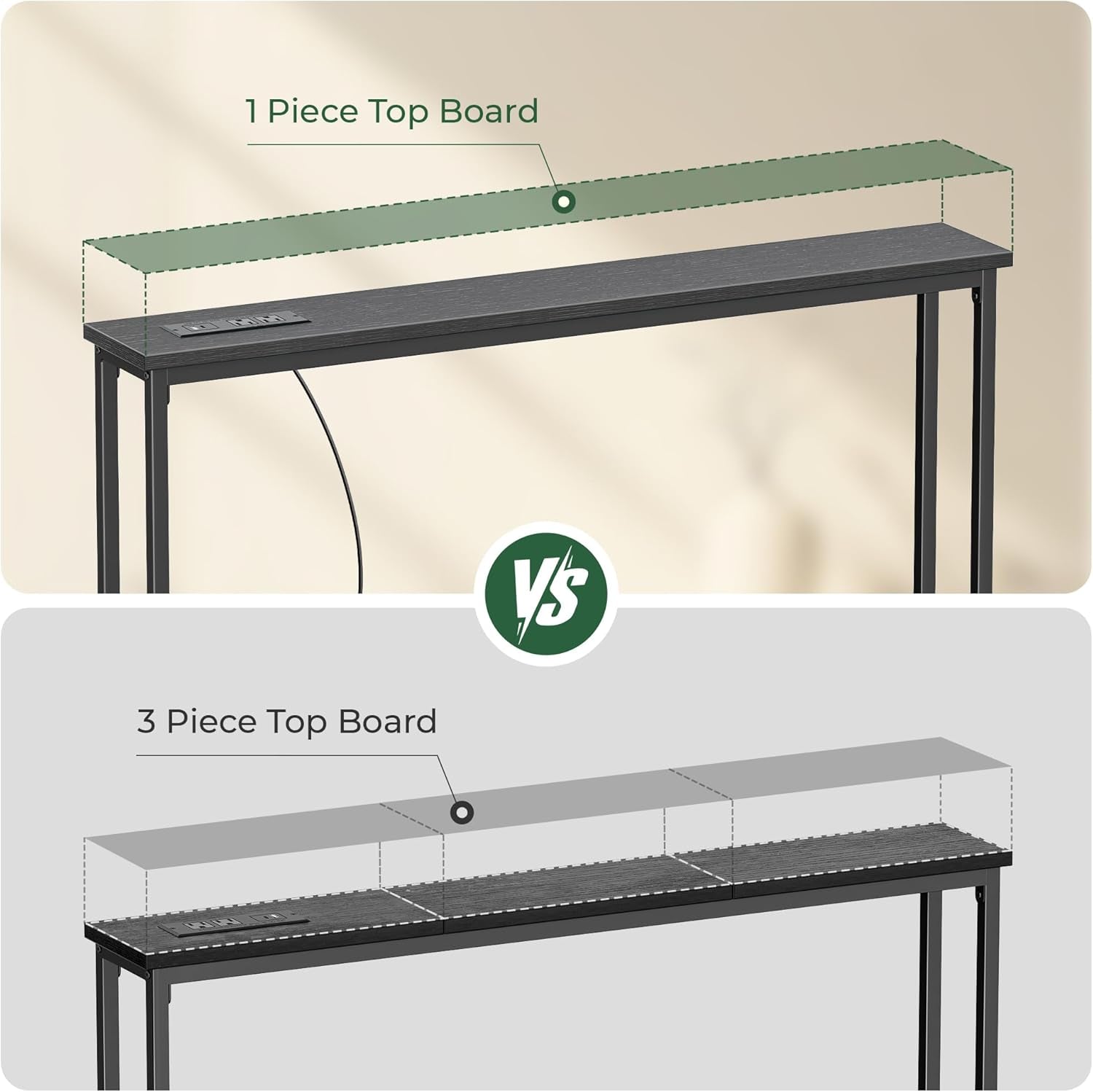 5.9-Inch Narrow Console Table Set with Outlet, 78-Inch Total Length, Behind Couch and Long Entryway Tables with Charging Station for Living Room and Hallway, Black