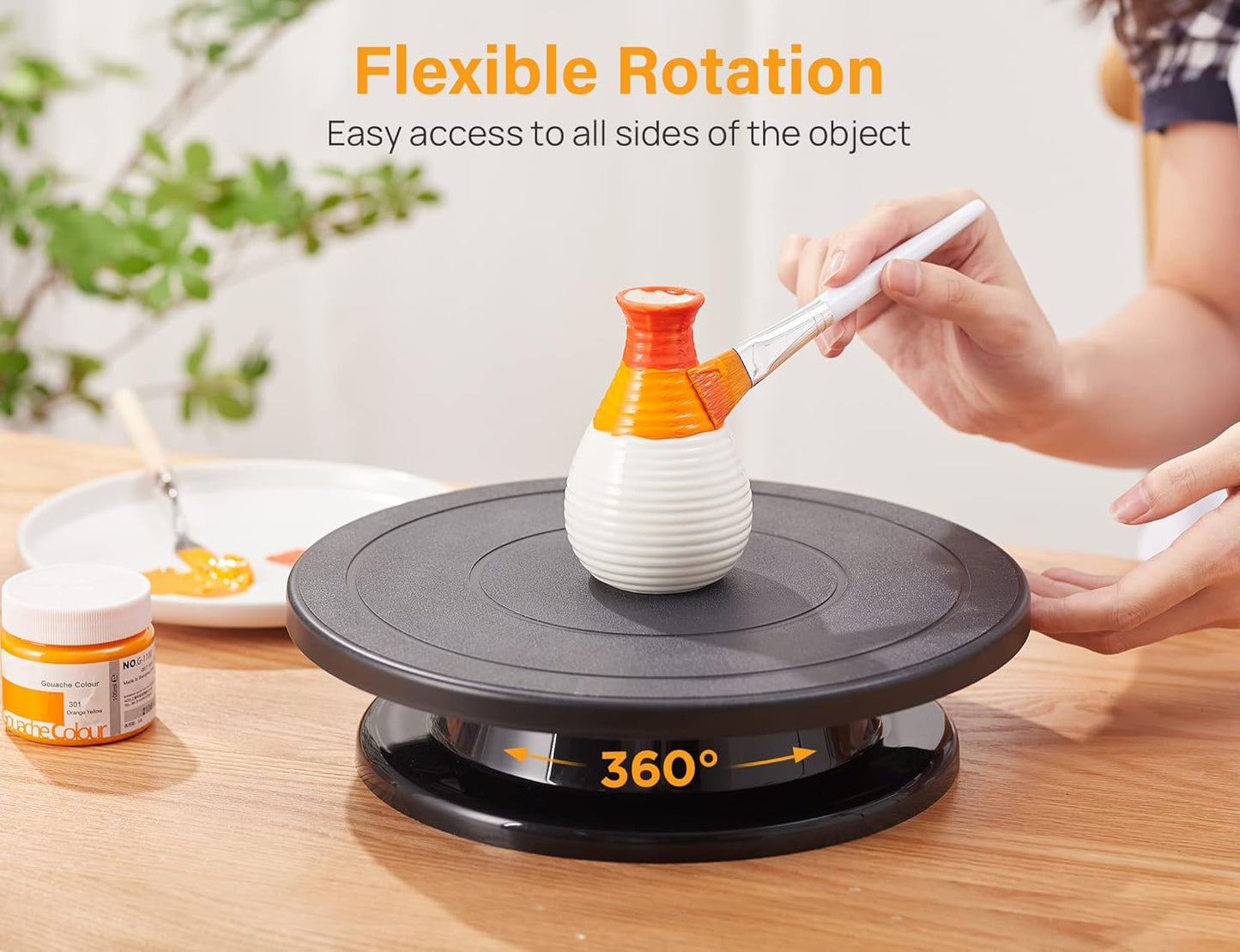 11 Inch Rotate Turntable Sculpting Wheel Revolving Cake Turntable Black Painting Turn Table Lightweight Stand for Paint Spraying Spinner, Cake Decorating, Displaying Item