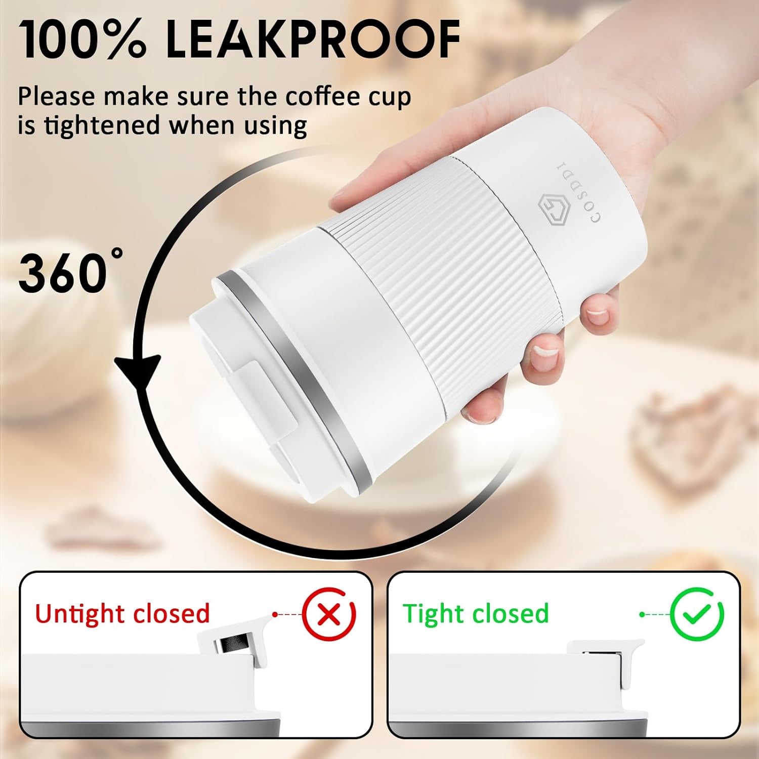 12 Oz Stainless Steel Vacuum Insulated Tumbler - Coffee Travel Mug Spill Proof with Lid - Coffee Cup for Keep Hot/Ice Coffee,Tea and Beer (White)