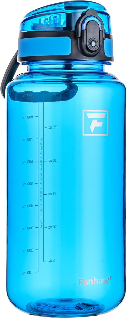 32 Oz Clear Tritan Water Bottle with Chug Lid, Bpa-Free, Wide Mouth, Leak Proof - for Gym, Travel, Home, School, Office (Classic Blue)