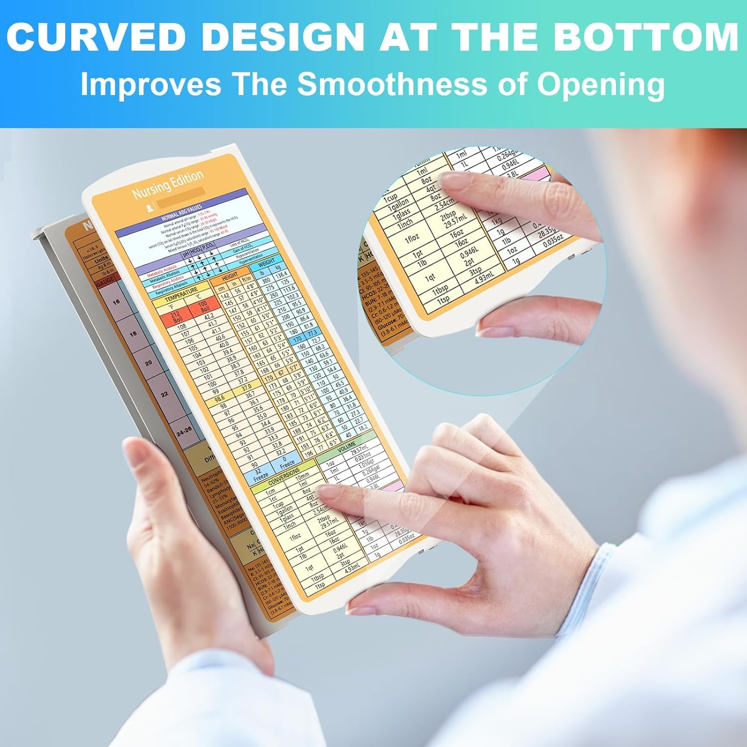 Clipboards Nursing Clipboard Trifold Foldable, 3 Layers Aluminum Nurse Clipboards with Nursing Edition Cheat Sheets Folding Pocket Size for Students, Nurses and Doctors (Light G)