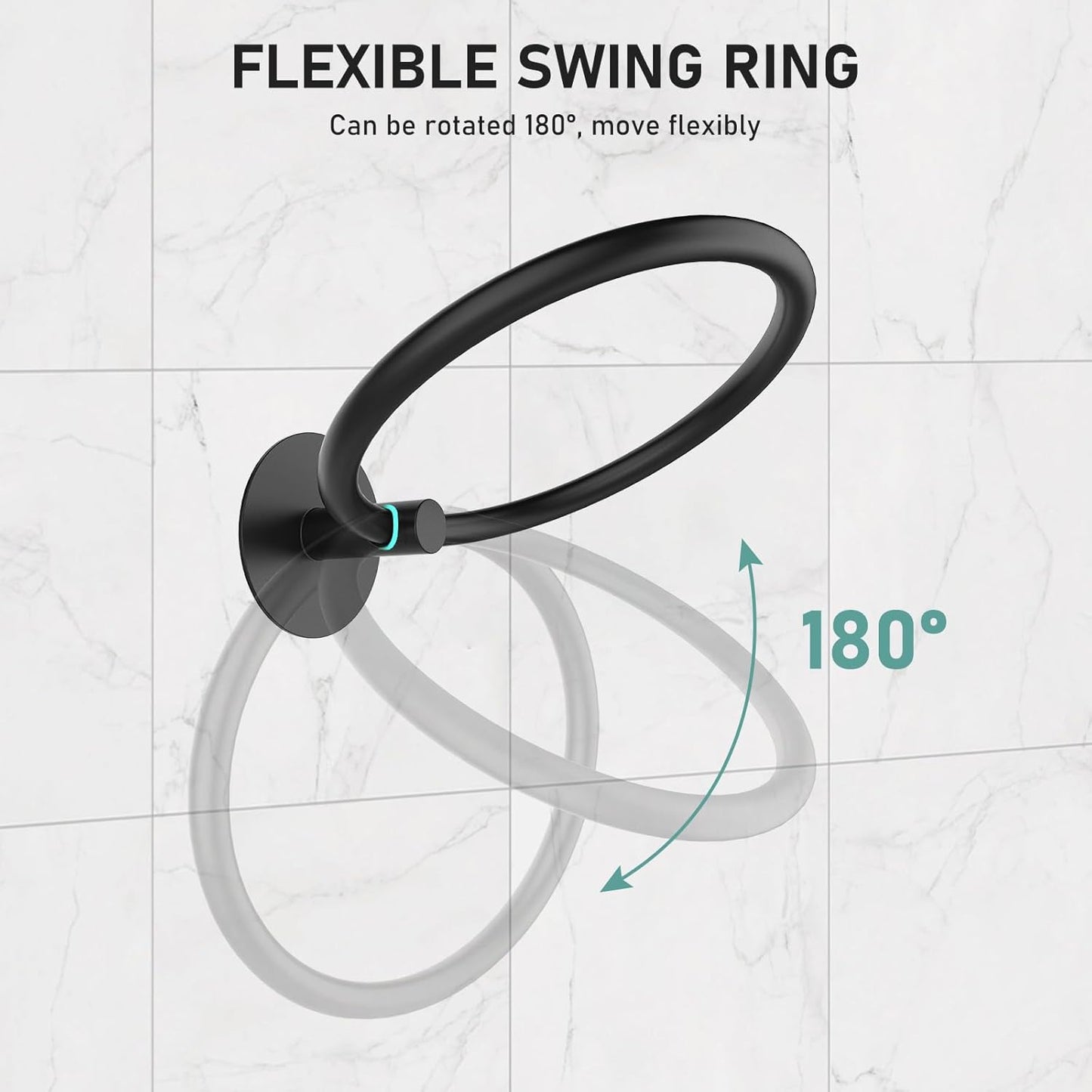 Adhesive Towel Holder for Bathroom Wall Matte Black Hand Towel Ring Stainless Steel Towel Hanger for Bathroom, Kitchen