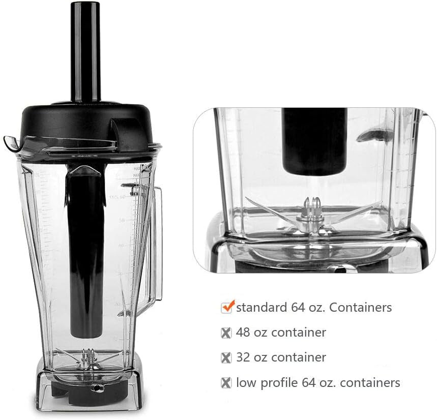 Tamper Compatible with Vitamix Classic Standard 64 Oz Containers (9.5‘’ Long Arm), Not Compatible with Low Profile 64 Oz Containers