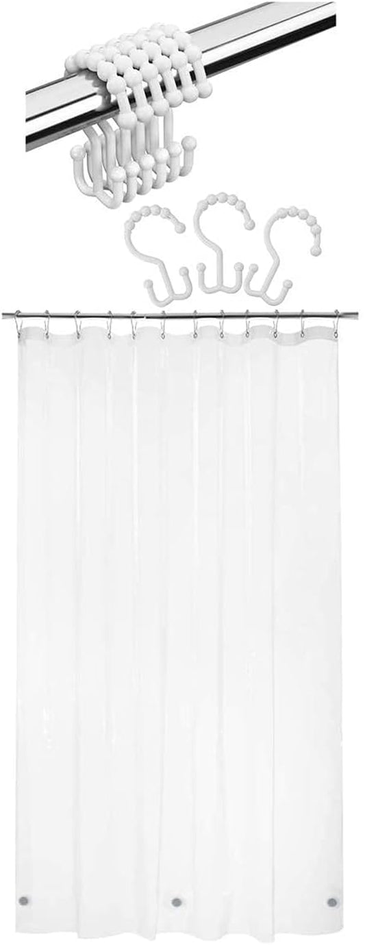 Shower Curtain Hooks Plastic Double Shower Curtain Rings and 72X72 Inches PEVA 3G Shower Curtain Liner