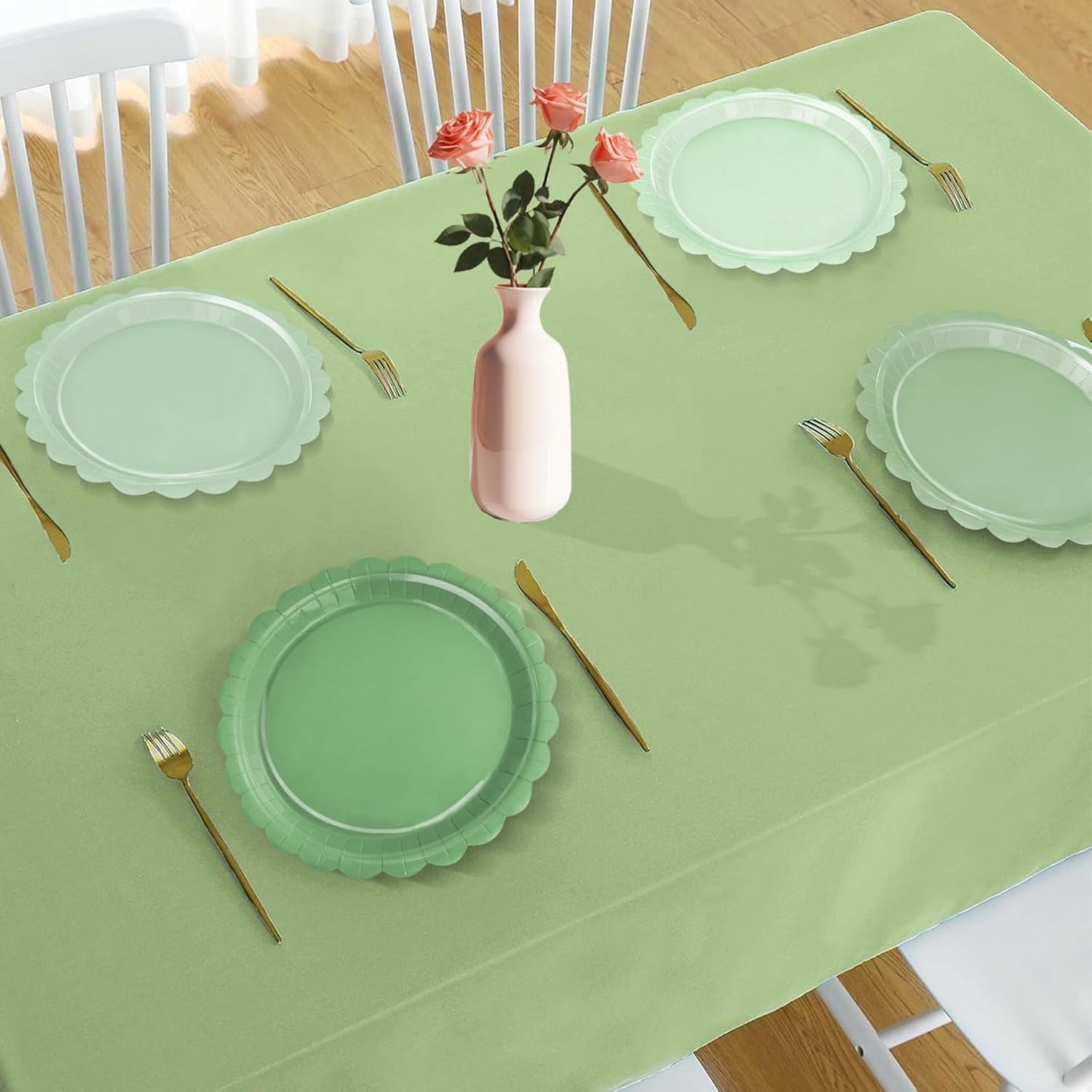 24 Pcs Sage Green Paper Plates Gradient Green Party Plates 7”Disposable round Dessert Plates for Birthday Wedding Bridal Engagement Baby Shower Party Supplies Dessert Plates Tableware