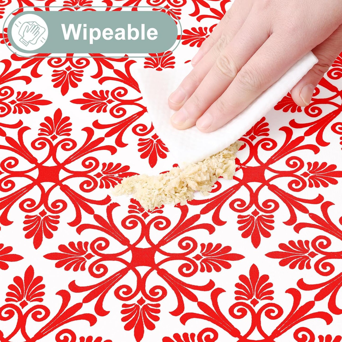2 Pack 6 Foot Rectangle Picnic Tablecloth, Elastic Fitted Waterproof Table Cover, Windproof Washable Polyester Table Cloth for Camping, Indoor and Outdoor (Red, 30" X 72")