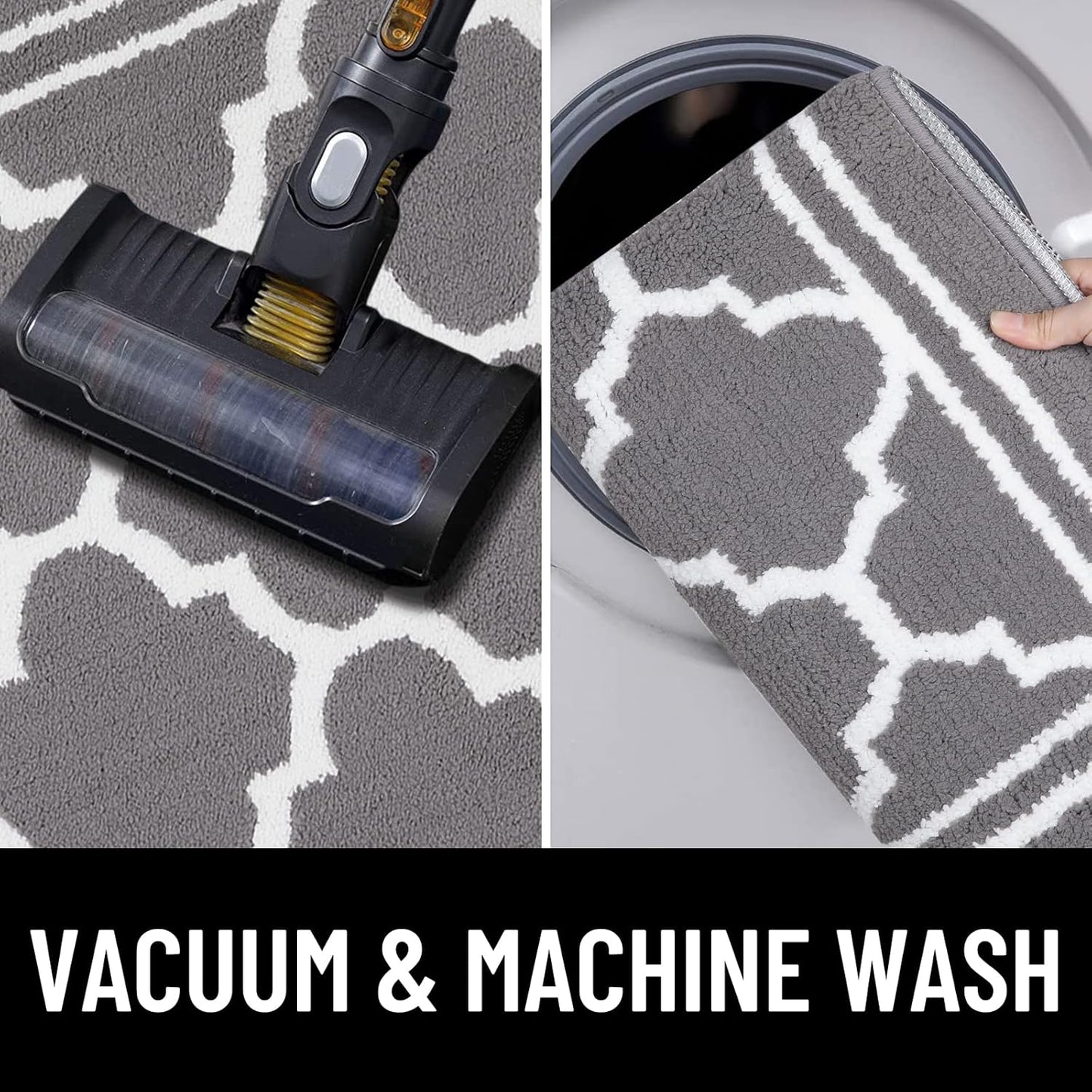 Indoor Door Mat 2 Pieces, Doormat for Entryway Size 32X20 and 30X17 in Grey 2 Item Bundle