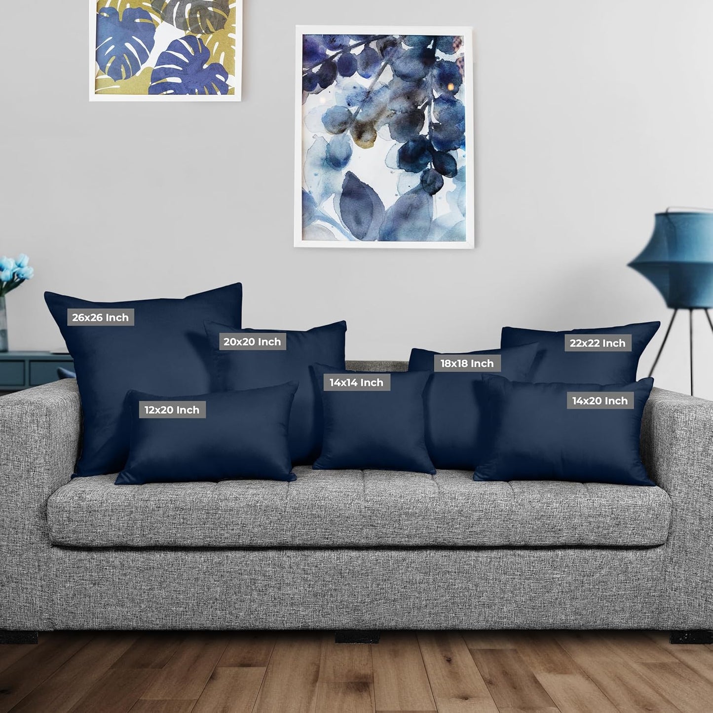 Throw Pillows Insert (Pack of 2, Navy) - 18 X 18 Inches Bed and Couch Pillows - Indoor Decorative Pillow
