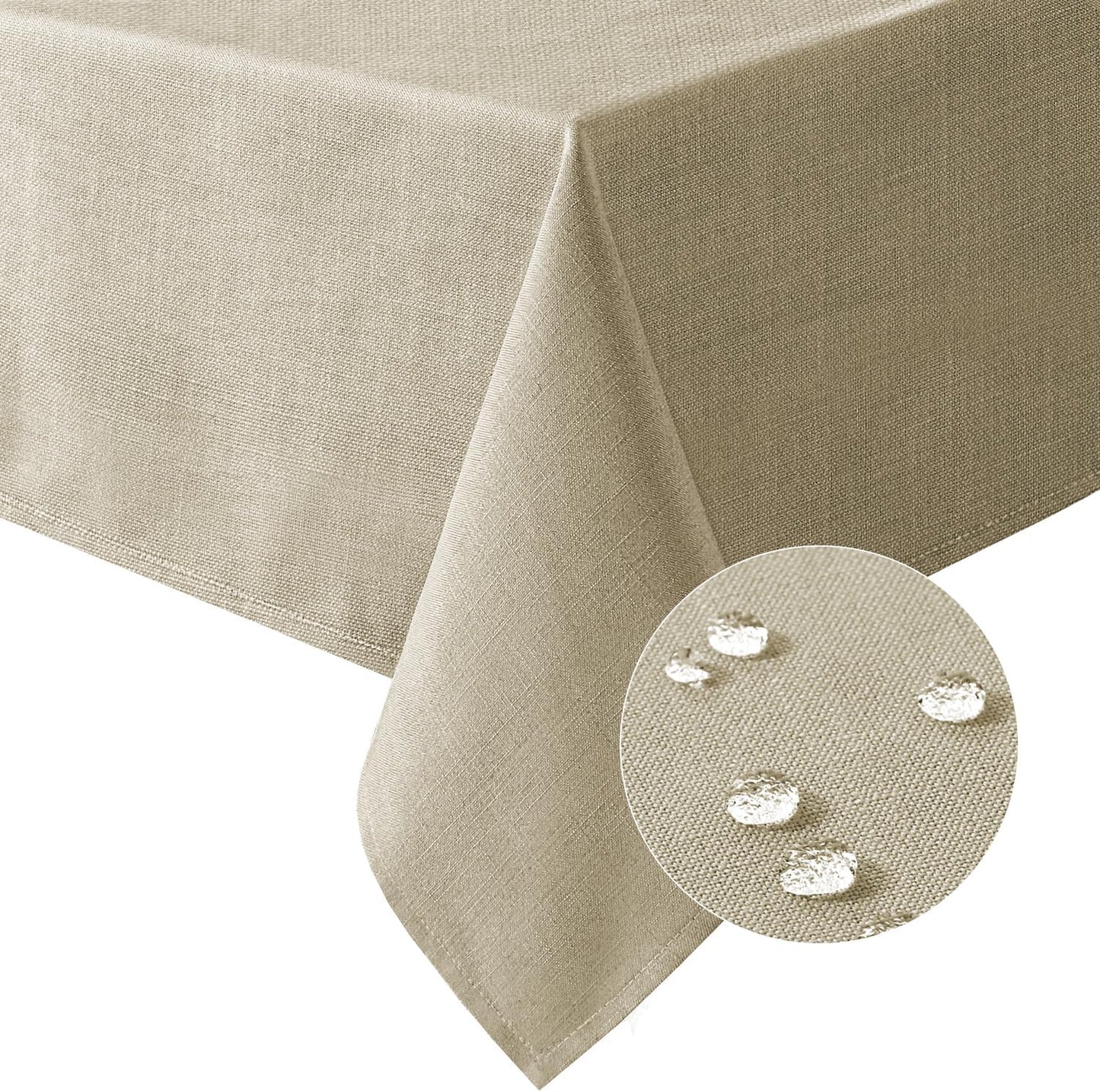 Linen Textured Table Cloths 54 X 54 Inch Premium Solid Tablecloth Spill-Proof Waterproof Table Cover for Dining Buffet Feature Extra Soft and Thick Fabric Wrinkle Free, Taupe