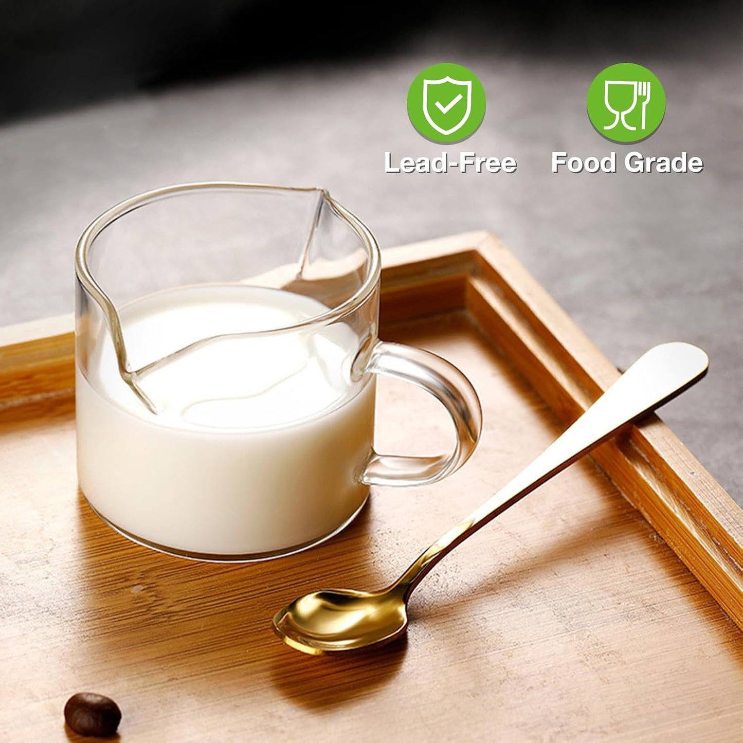 Espresso Cups Set of 2, 4 OZ Double Spouts Cups, Shot Glasses, Milk Cup with Handle, Clear Glass, Espresso Accessories for Machine, Small