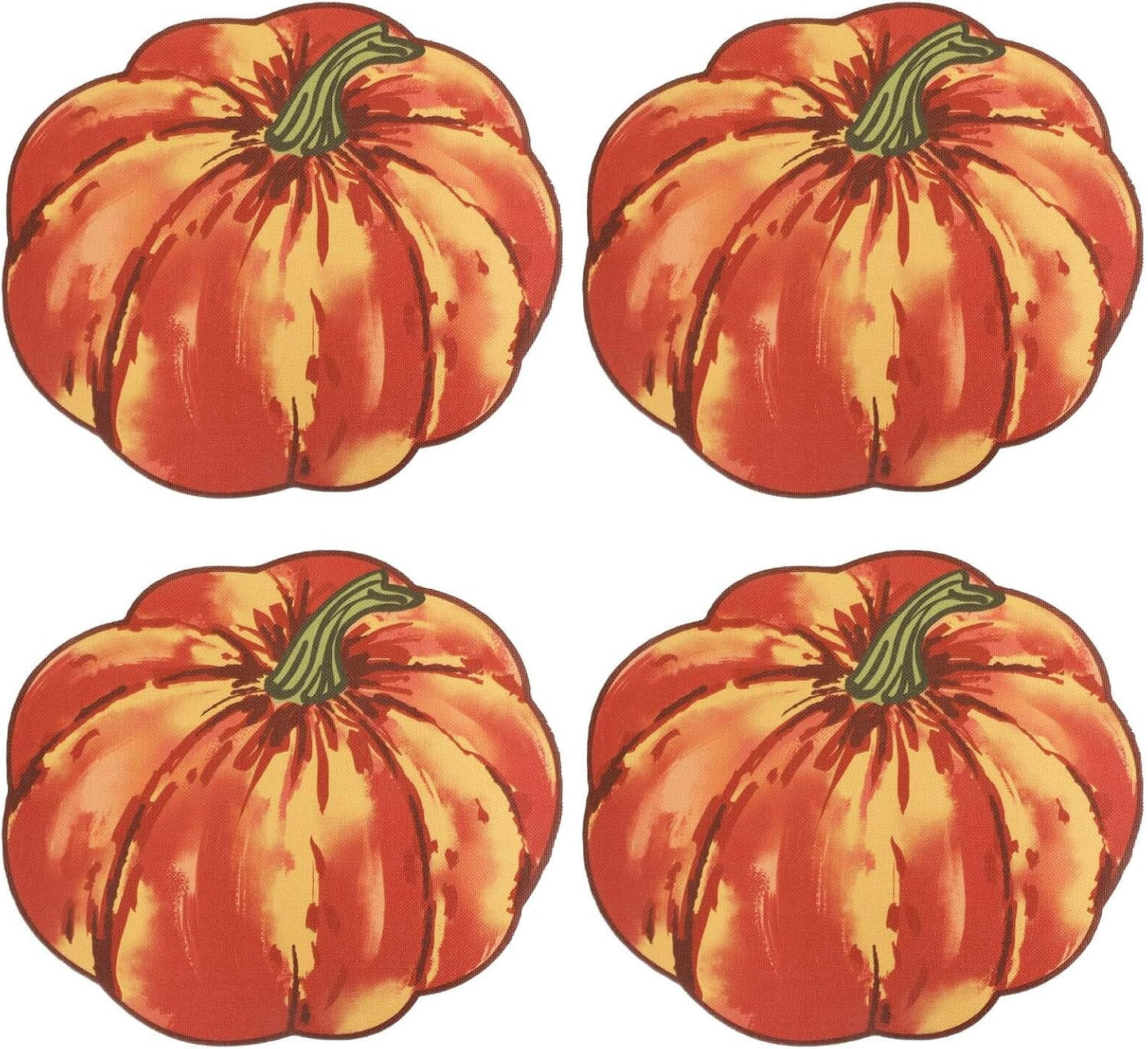 Red Pumpkin Placemats Set of 4, Fall Pumpkin Printed Dining Table Mats for Kitchen, Stain-Resistant, Protecting the Dining Table Washable Place Mats for Halloween, Thanksgiving, 13"X15"