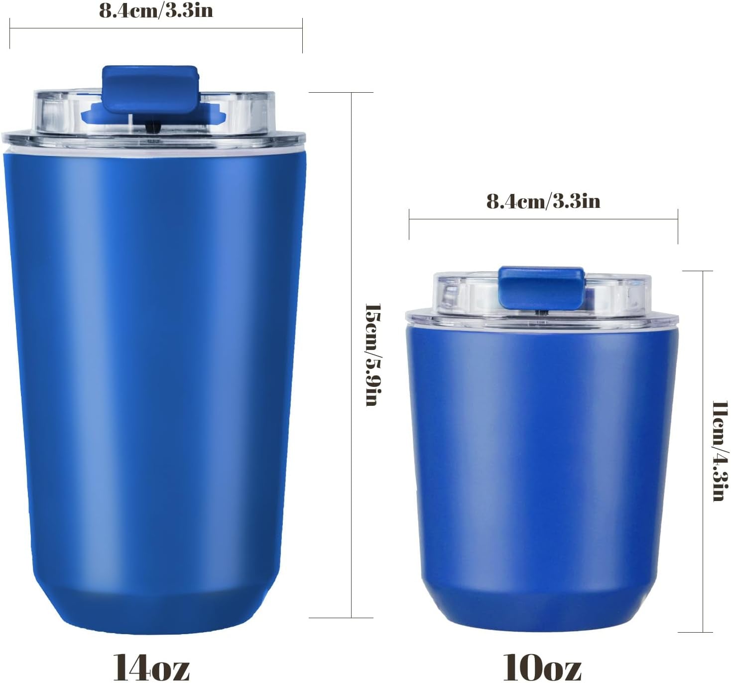 Insulated Tumblers with Lid, 14 Oz Travel Coffee Mug Stainless Steel Vacuum Cup, Leak Proof Reusable Double Walled Coffee Tumbler for Iced and Hot Drinks, Klein Blue