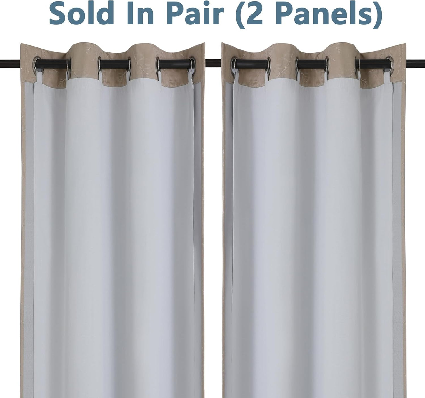 2 Panels 100% Blackout Curtain Liners with 13 Rings, 100% Darkening Blackout Liner for 63 Inch Curtains, Each 40" Wx58 L, 2 Liners per Set with 14 Pieces Rings