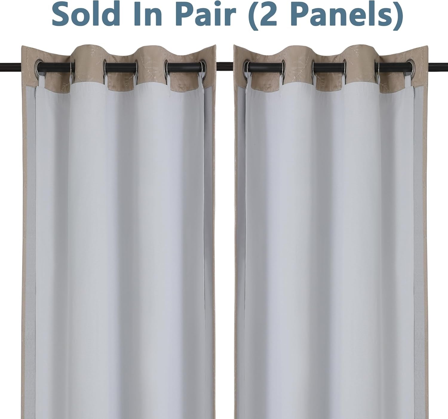 2 Panels 100% Blackout Curtain Liners with 13 Rings, 100% Darkening Blackout Liner for 63 Inch Curtains, Each 40" Wx58 L, 2 Liners per Set with 14 Pieces Rings