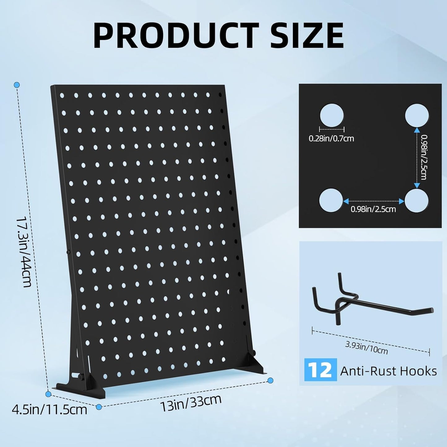 Peg Board Display - Vendors Pegboard Display Stand with Peg Hooks, Stands for Craft Shows & Fairs - Jewelry Retail Display Rack for Accessories - Earring & Pin Stands 1SET Black(16X12Inch)