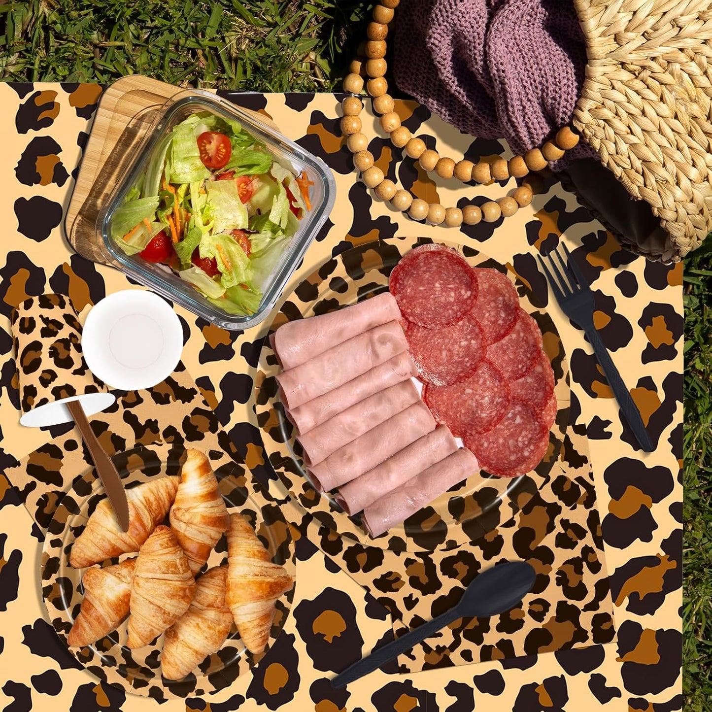 176 Pcs Cheetah Print Plates and Napkins Party Supplies, Leopard Print Birthday Decorations Tableware, Plate, Cup, Napkin, Safari Animal Leopard Theme Birthday Baby Shower Party Supplies