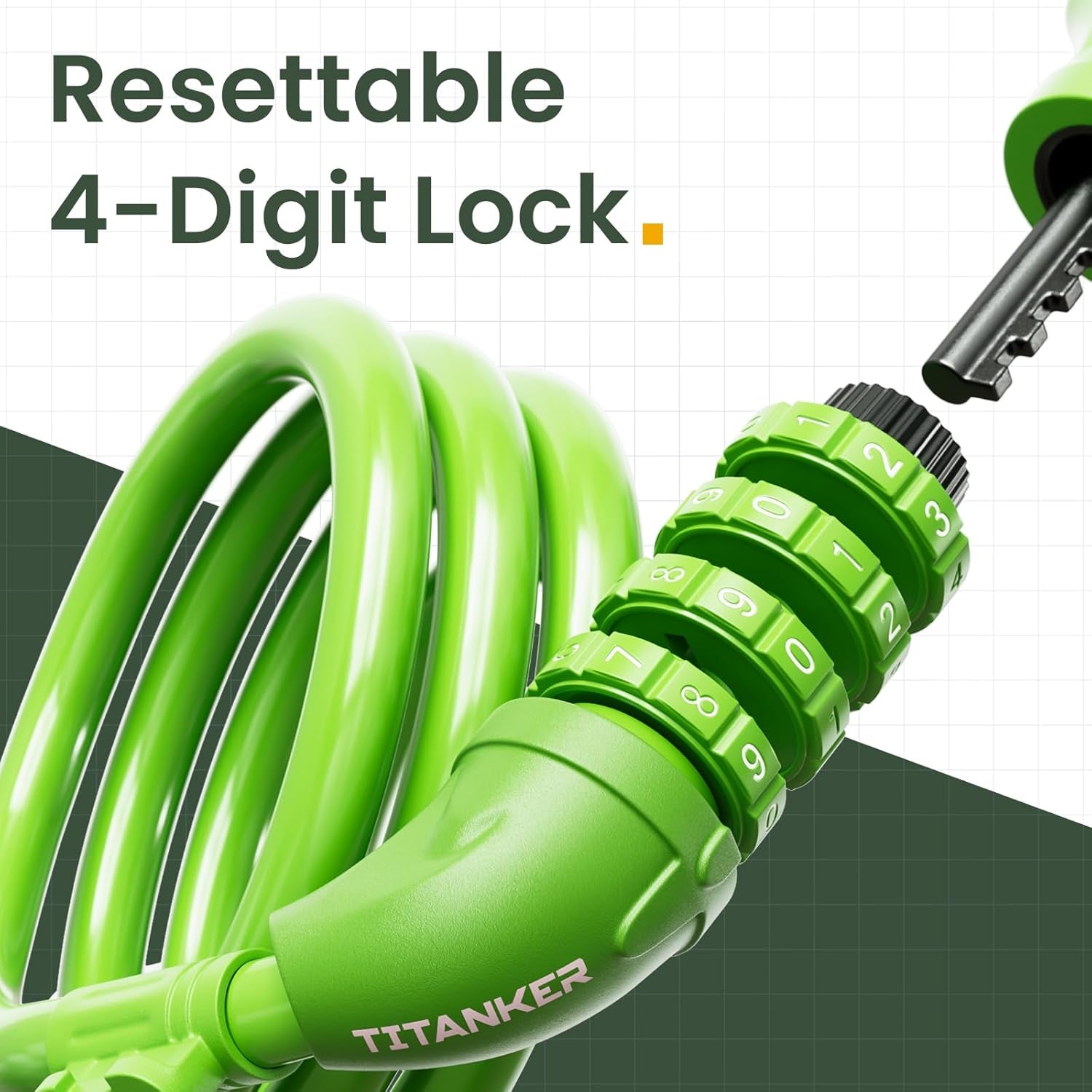 Bike Lock, Bicycle Lock 4 Feet Cable Lock 1/2 Inch Resettable Bike Lock Combination with Mounting Bracket, Bike Accessories for Bicycle, Electric Scooter, Motorcycle