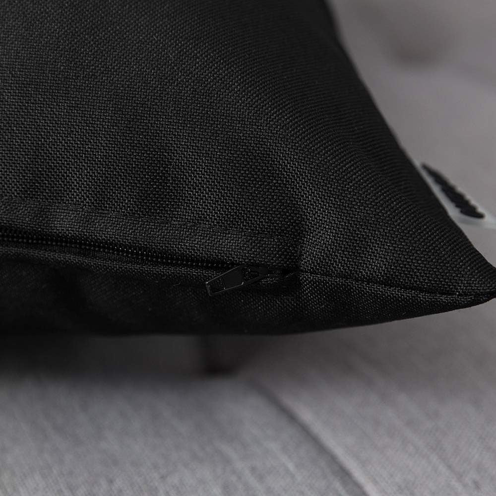 Pack of 2 Decorative Outdoor Waterproof Pillow Covers Square Garden Cushion Sham Throw Pillowcase Shell for Spring Patio Tent Couch 18X18 Inch Black