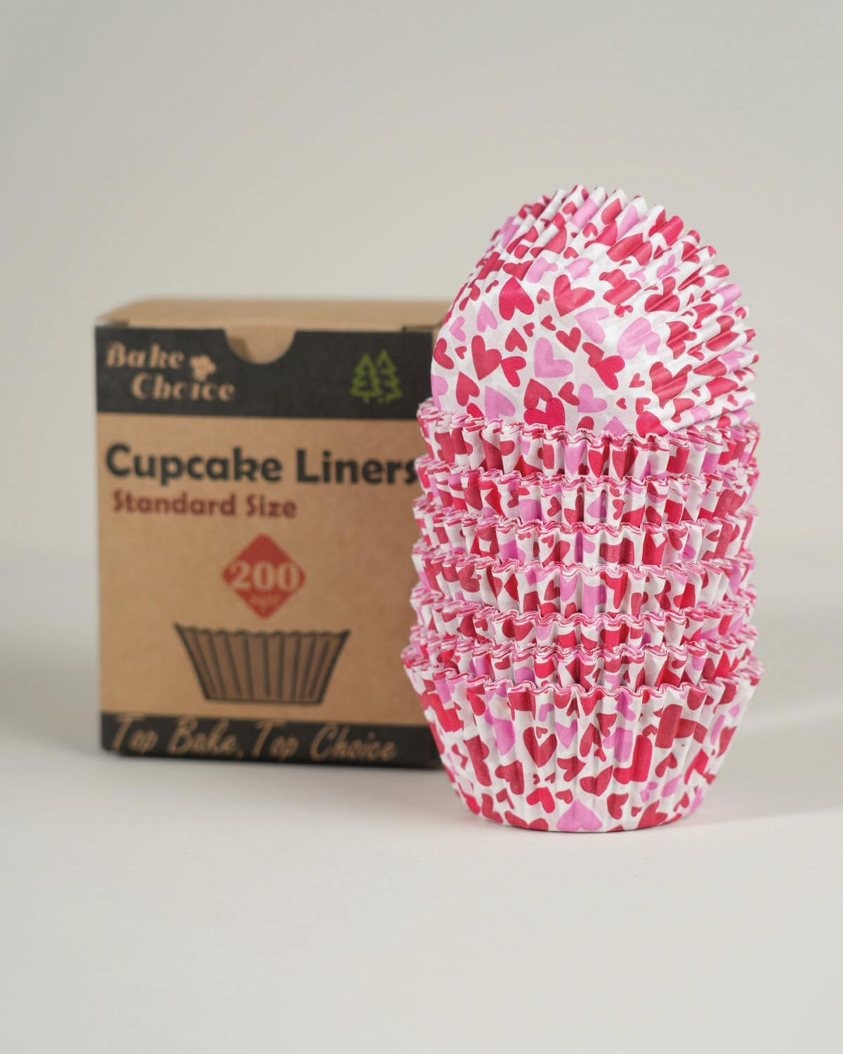 Valentine Cupcake Liners for Baking, 200 Pcs Standard Size Pink Cupcake Liners, Food Grade Paper, Greaseproof Parchment Muffin Liners, Valentines Day Baking Supplies