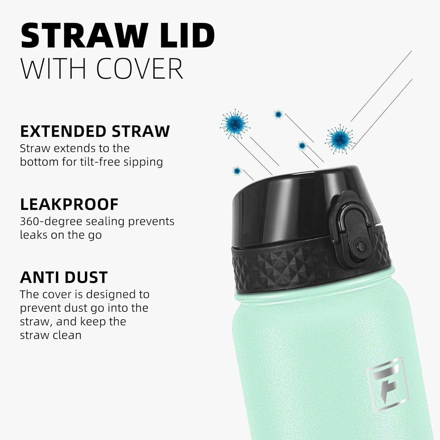 20 Oz Stainless Steel Insulated Sports Water Bottles with Straw for Kids, Men and Women (Green Pink)