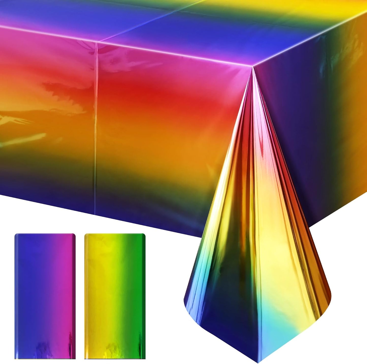 Set of 2 Disposable Tie-Dye Rainbow Tablecloths, 54 x 72 Inches, Colorful Plastic Covers for Celebrations, Weddings, and Events